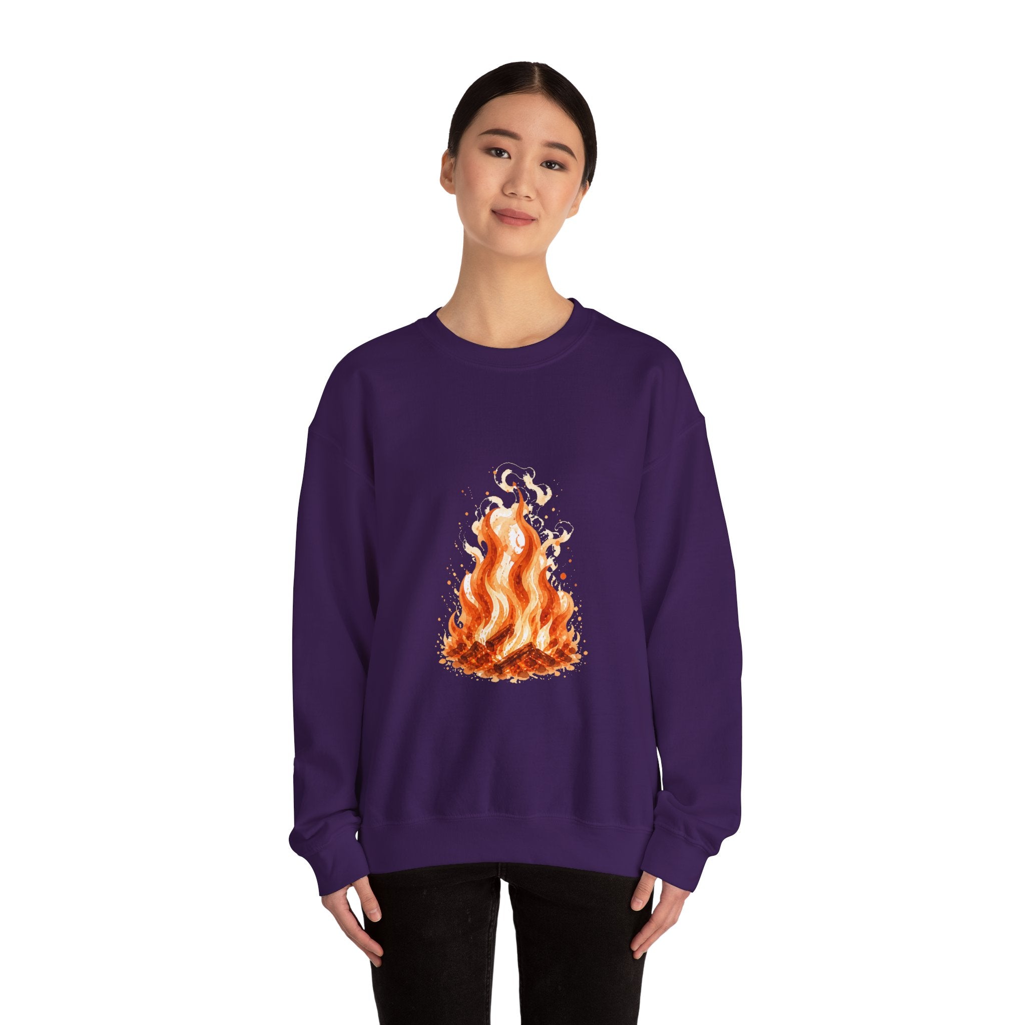 Matching Couple Sweatshirt - Wildfire & Waterfall Matching Couple Comfort Colors Crew Watercolor Art His Hers Birthday Gift - Design A