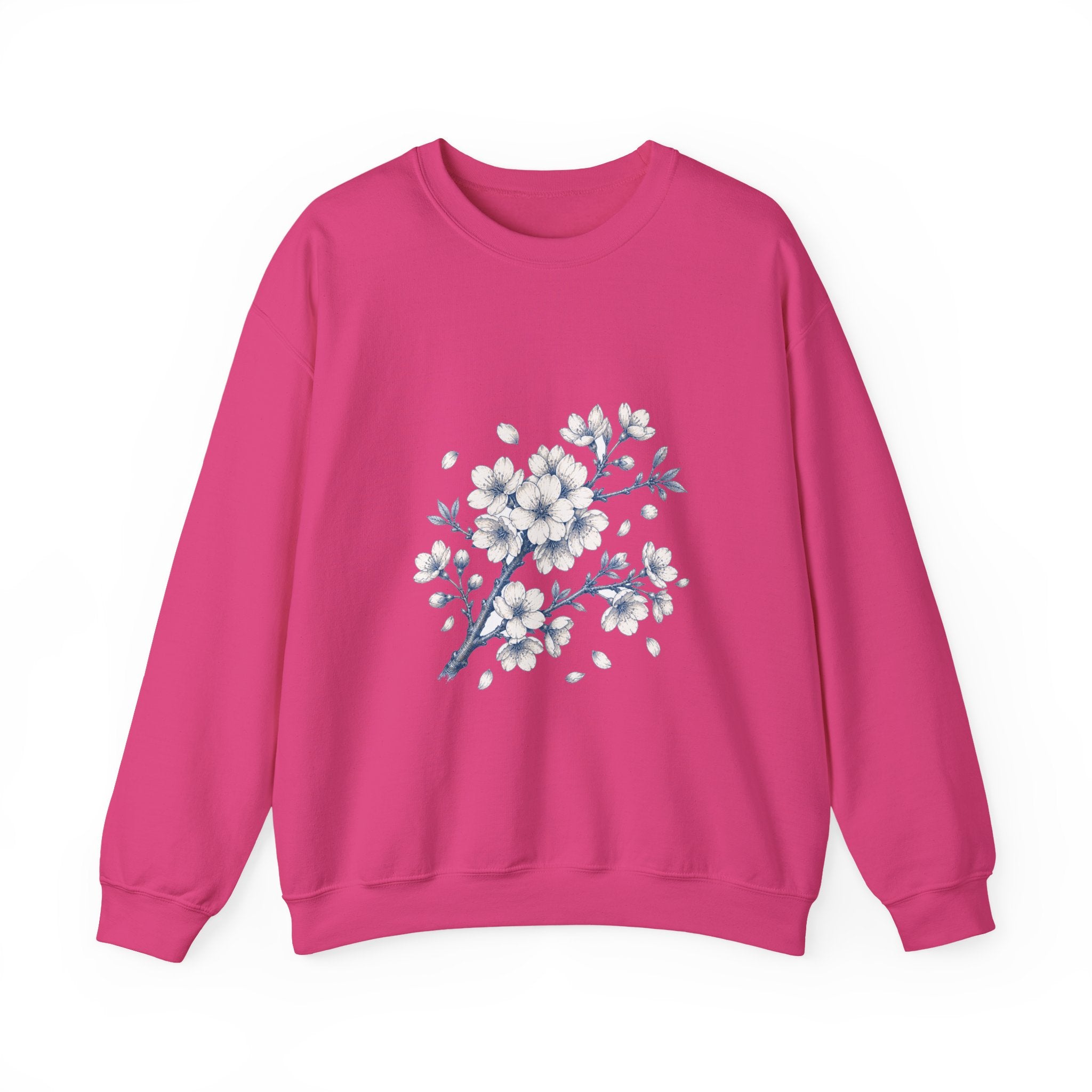 Matching Couple Sweatshirt - Cherry Blossom & Maple Leaf Matching Couple Crewneck Sweatshirt Hand-Drawn Art His Hers Best Friend Gift - Design A