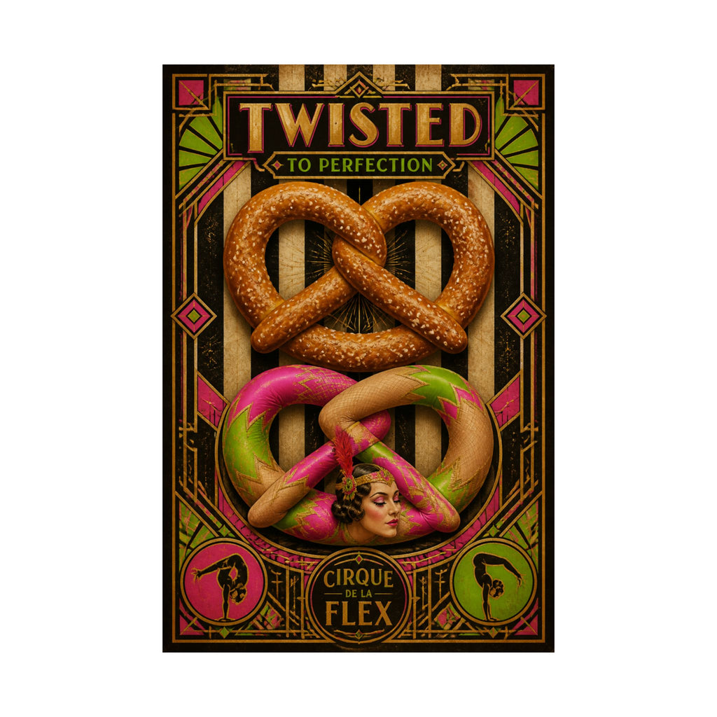 Pretzel Contortionist Wall Art Poster 24×36 Art Deco Bar Area Decor Maximalist Print