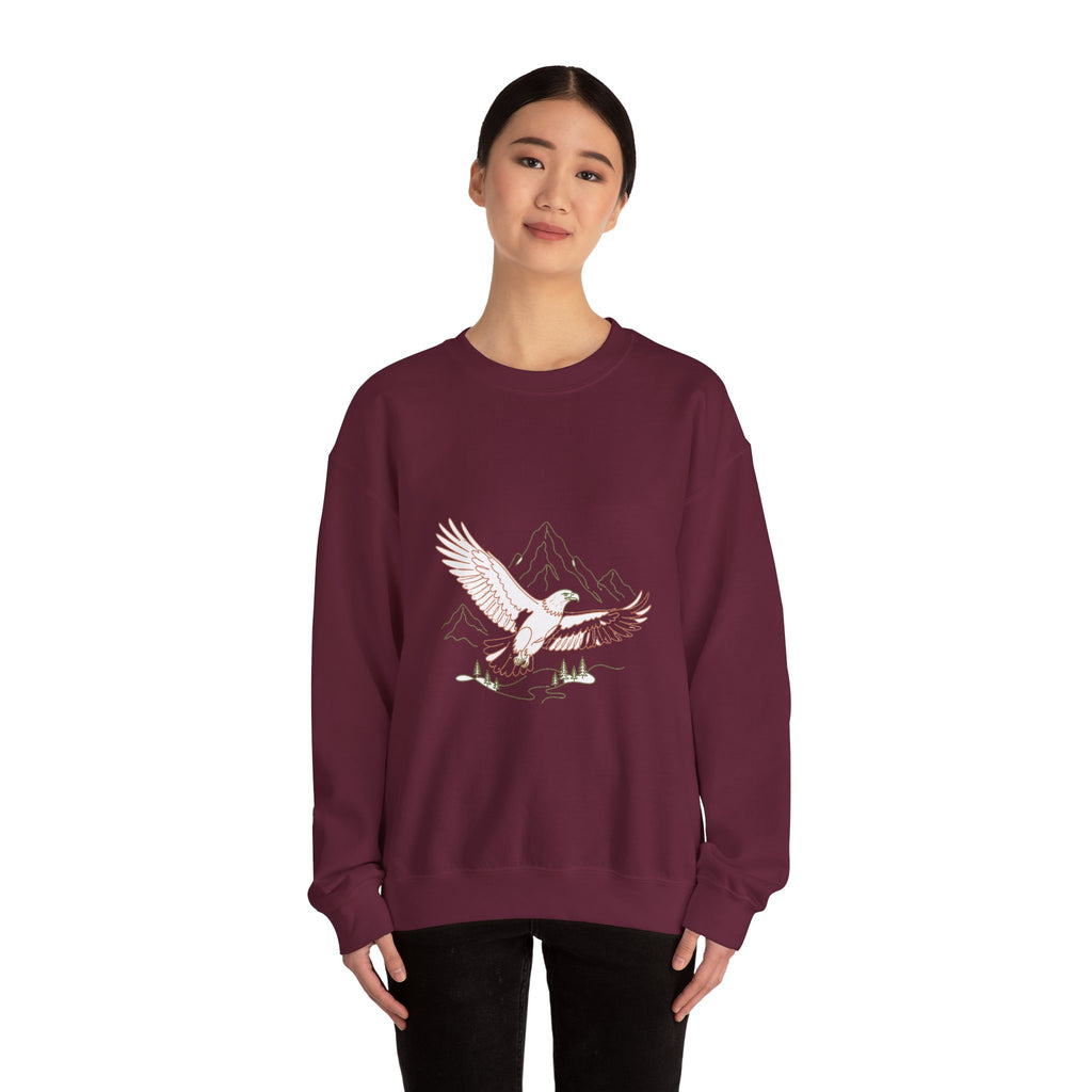 Matching Couple Sweatshirt - Eagle & Whale Matching Couple Premium Fleece Sweatshirt Minimalist Art His Hers Christmas Gift - Design A