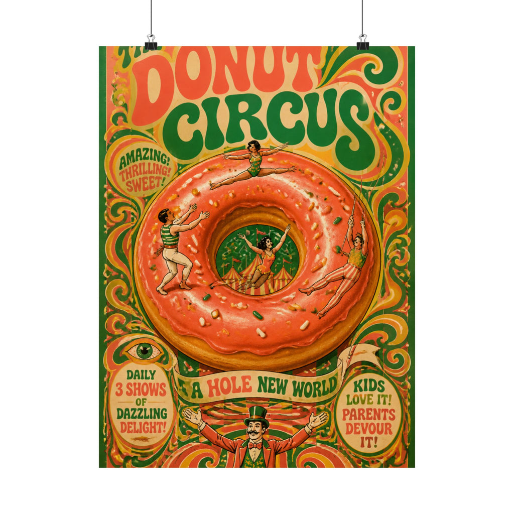 Donut Circus Ring Wall Art Poster 18×24 Psychedelic Cafe Decor Maximalist Print