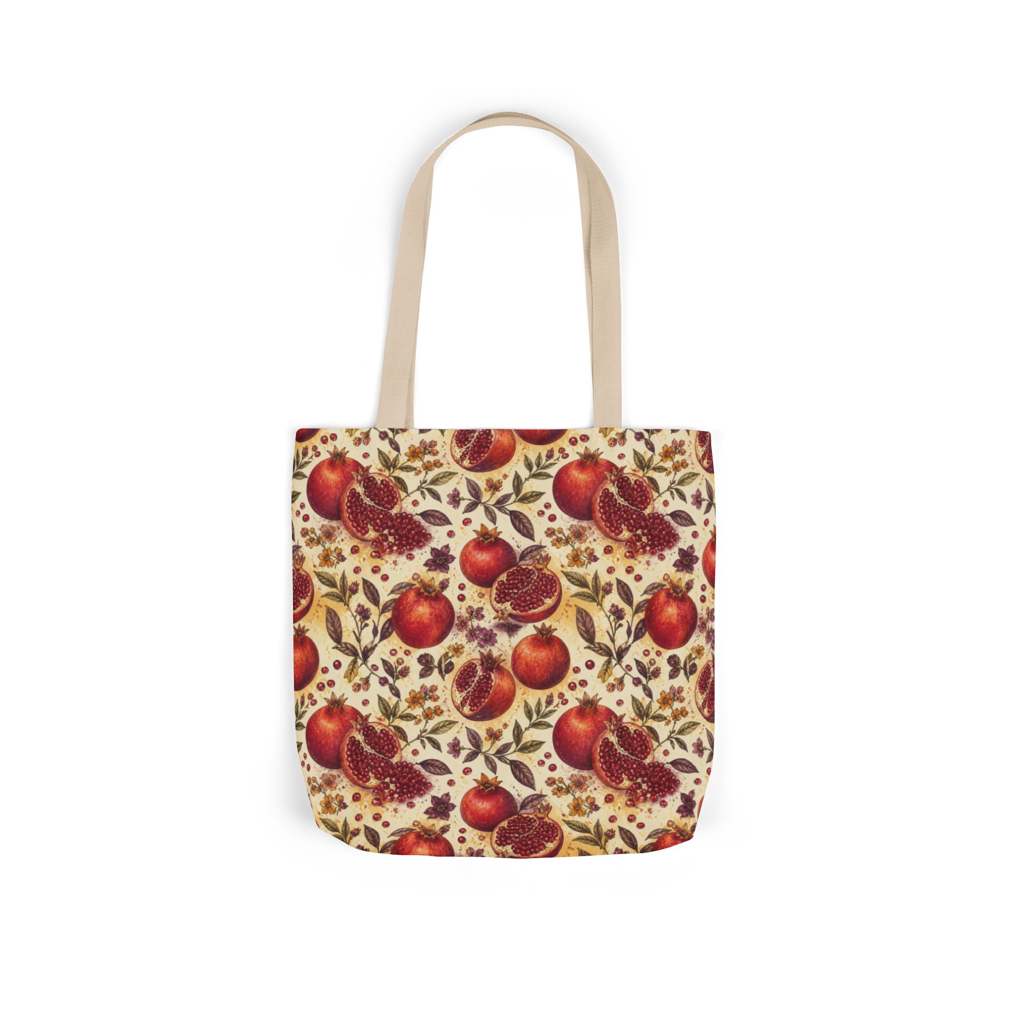 Split Pomegranates Canvas Tote Bag Mediterranean Kitchen Watercolor Design Italian Cottagecore Gift