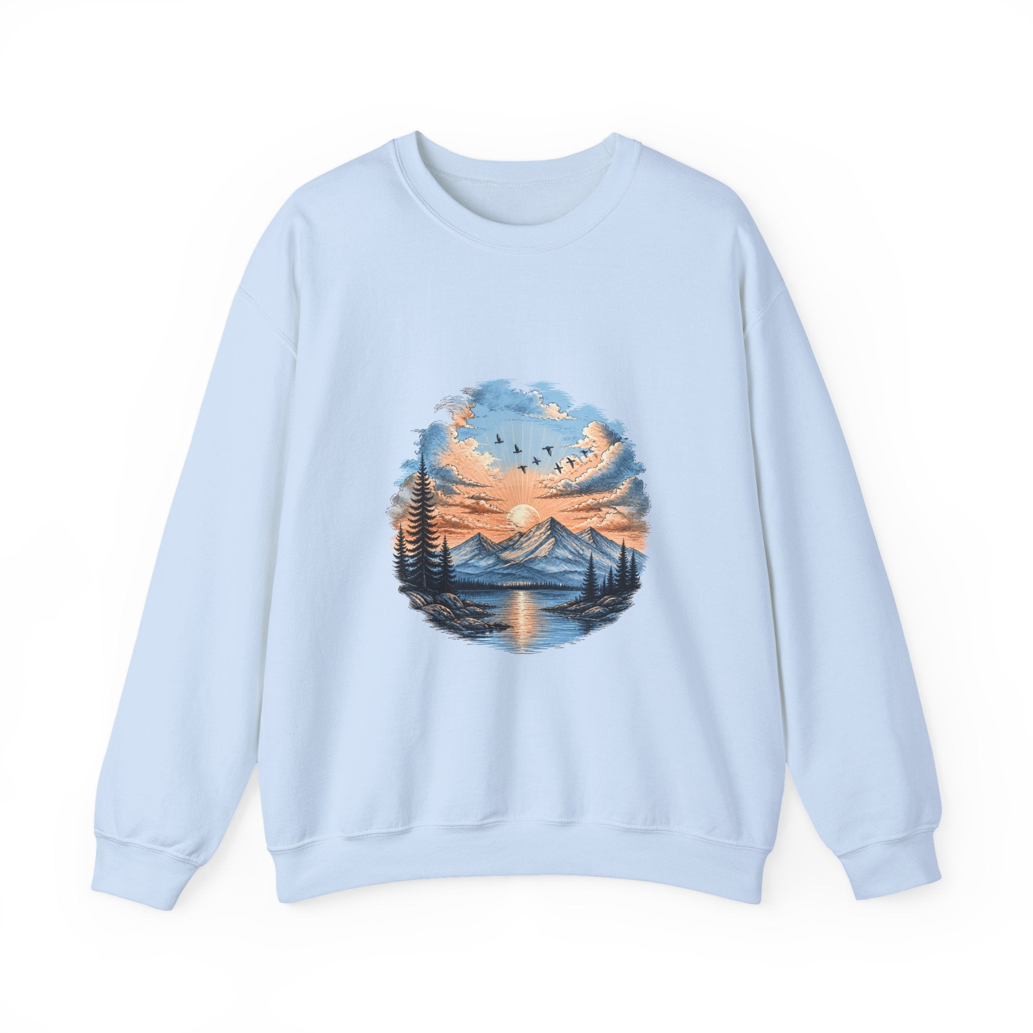Matching Couple Sweatshirt - Sunrise & Sunset Matching Couple Crewneck Sweatshirt Hand-Drawn Art His Hers Best Friend Gift - Design B