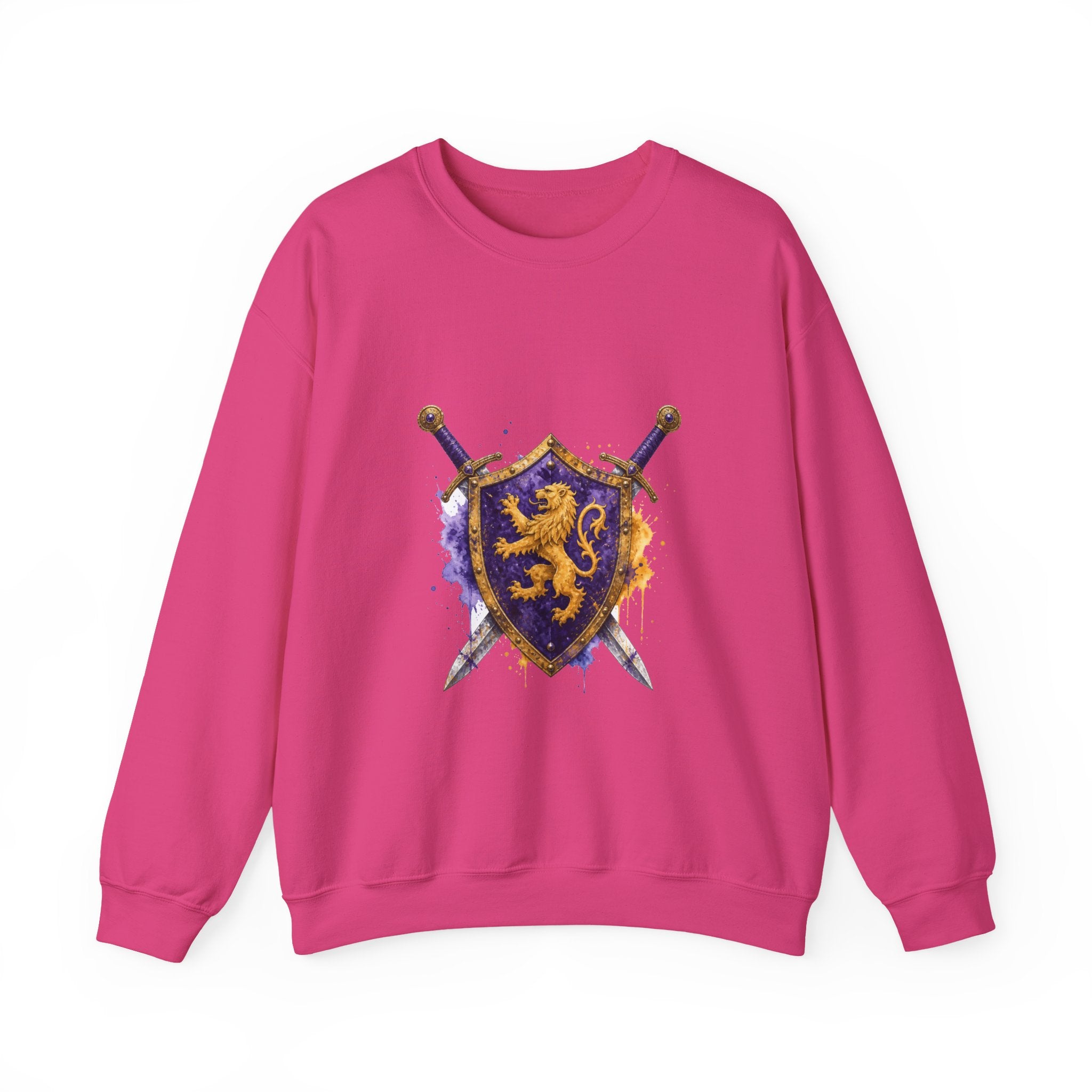 Matching Couple Sweatshirt - Crown & Shield Matching Couple Premium Fleece Sweatshirt Watercolor Art His Hers Birthday Gift - Design B