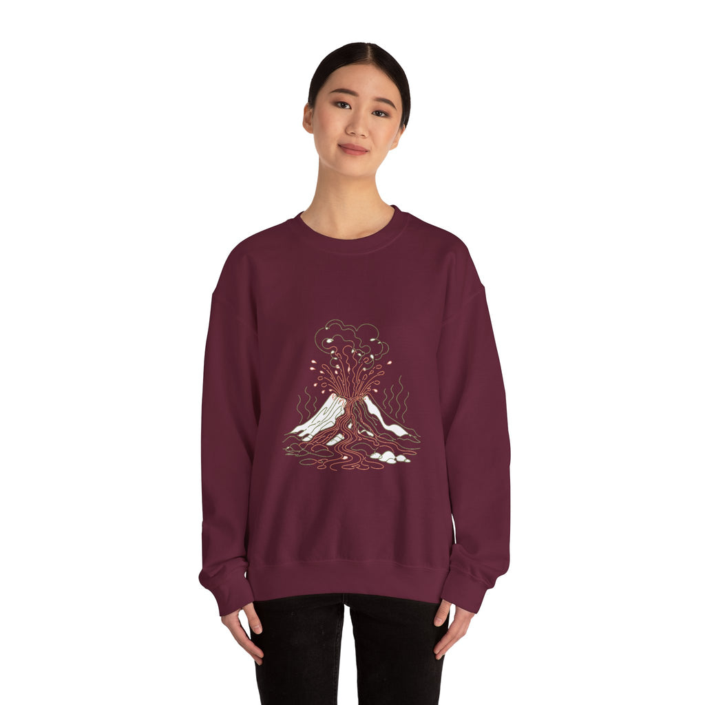 Matching Couple Sweatshirt - Volcano & Glacier Matching Couple Crewneck Sweatshirt Minimalist Art His Hers Valentine Gift - Design A