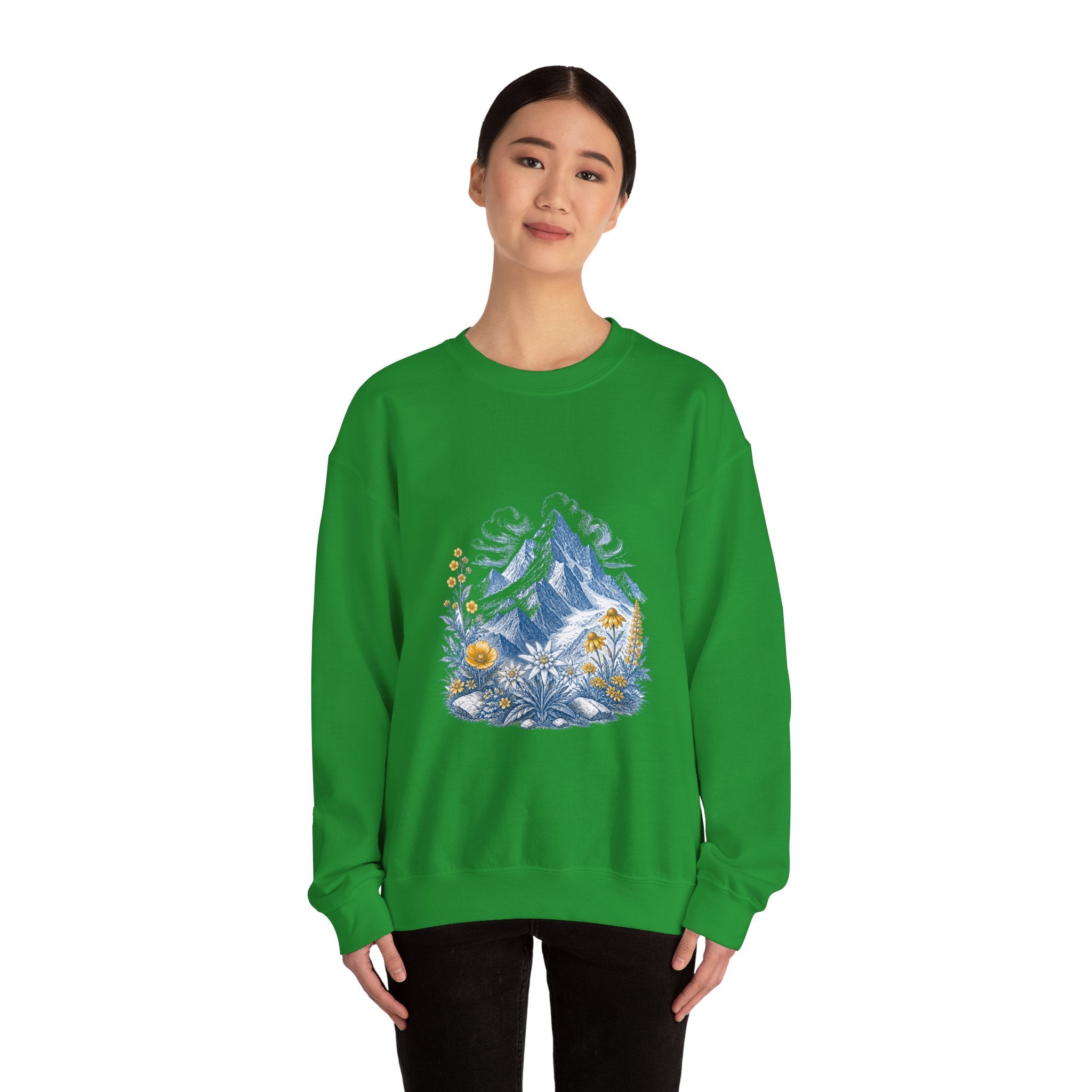 Matching Couple Sweatshirt - Mountain & Ocean Matching Couple Premium Fleece Sweatshirt Vintage Art His Hers Honeymoon Gift - Design A
