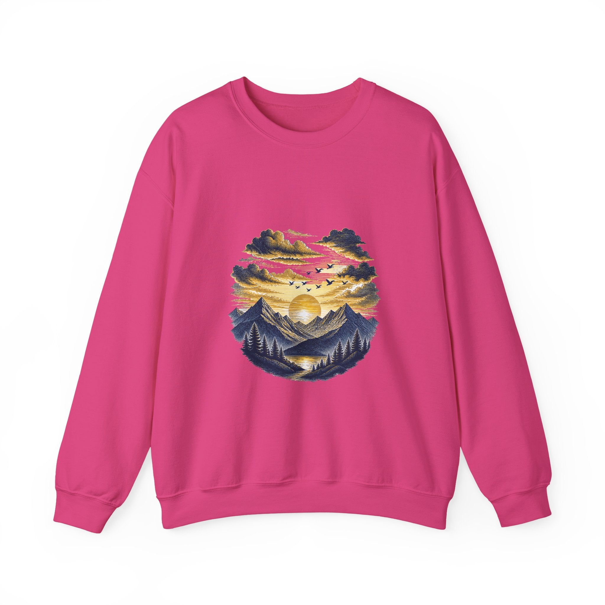 Matching Couple Sweatshirt - Sunrise & Sunset Matching Couple Premium Fleece Sweatshirt Hand-Drawn Art His Hers Anniversary Gift - Design B