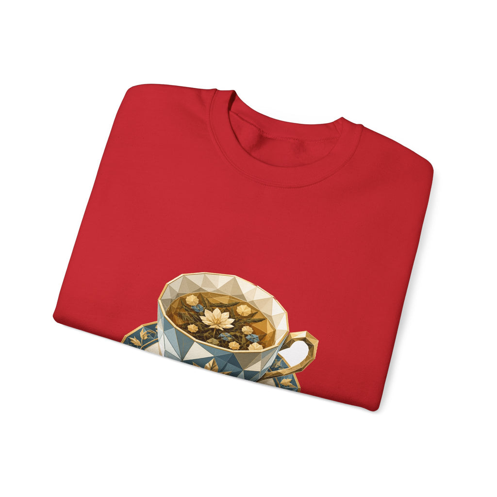 Matching Couple Sweatshirt - Coffee & Tea Matching Couple Premium Fleece Sweatshirt Geometric Art His Hers Love Gift - Design B