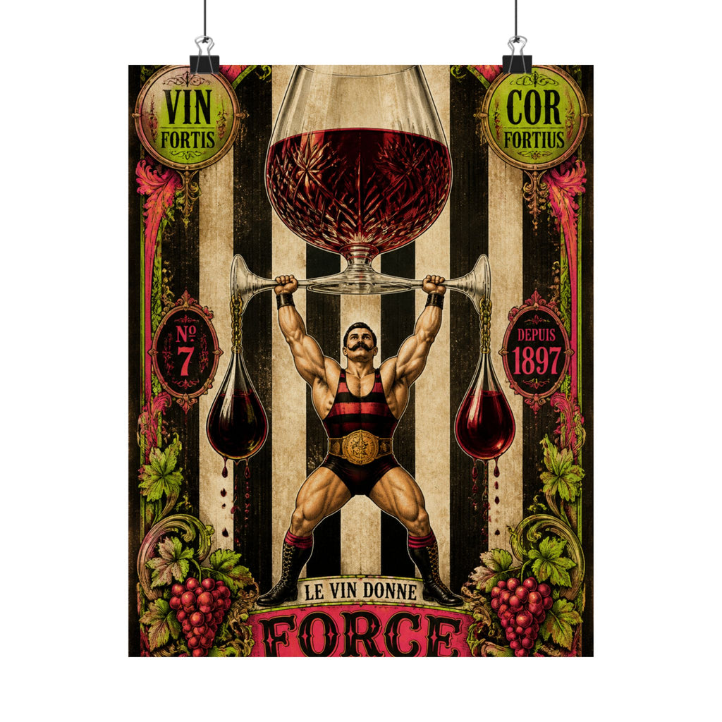 Wine Glass Strongman Wall Art Poster 24×36 Baroque Studio Decor Maximalist Print
