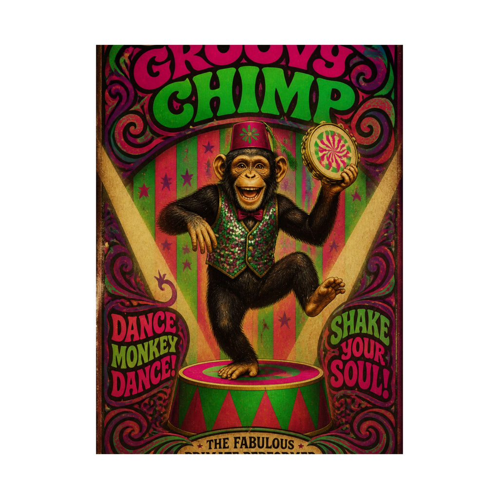 Dancing Monkey Wall Art Poster 24×36 Psychedelic Dining Room Decor Maximalist Print