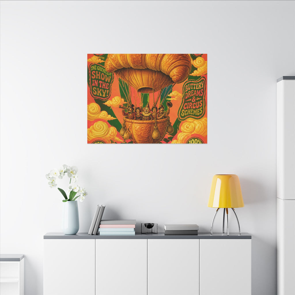 Croissant Hot Air Balloon Wall Art Canvas 24×36 Psychedelic Dining Room Decor Maximalist Print