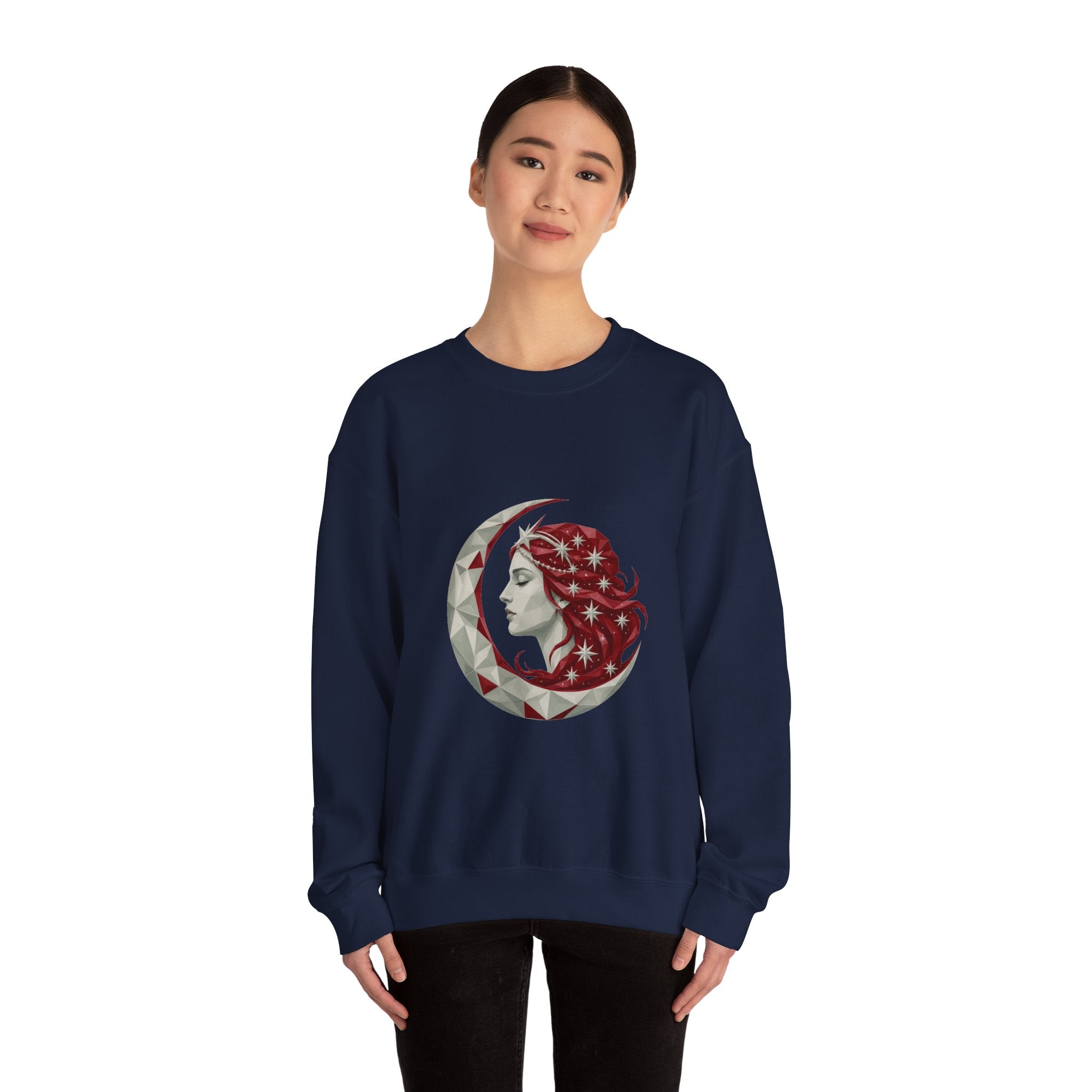 Matching Couple Sweatshirt - Helios & Selene Matching Couple Premium Fleece Sweatshirt Geometric Art His Hers Love Gift - Design B