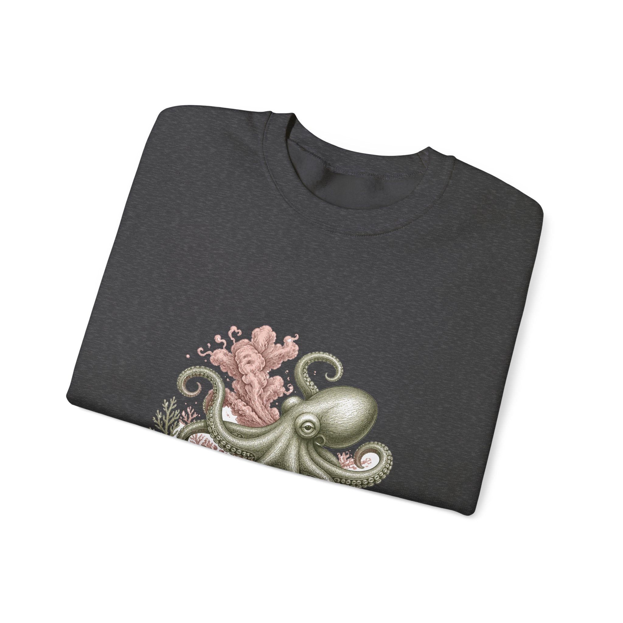 Matching Couple Sweatshirt - Octopus & Jellyfish Matching Couple Premium Fleece Sweatshirt Vintage Art His Hers Honeymoon Gift - Design A