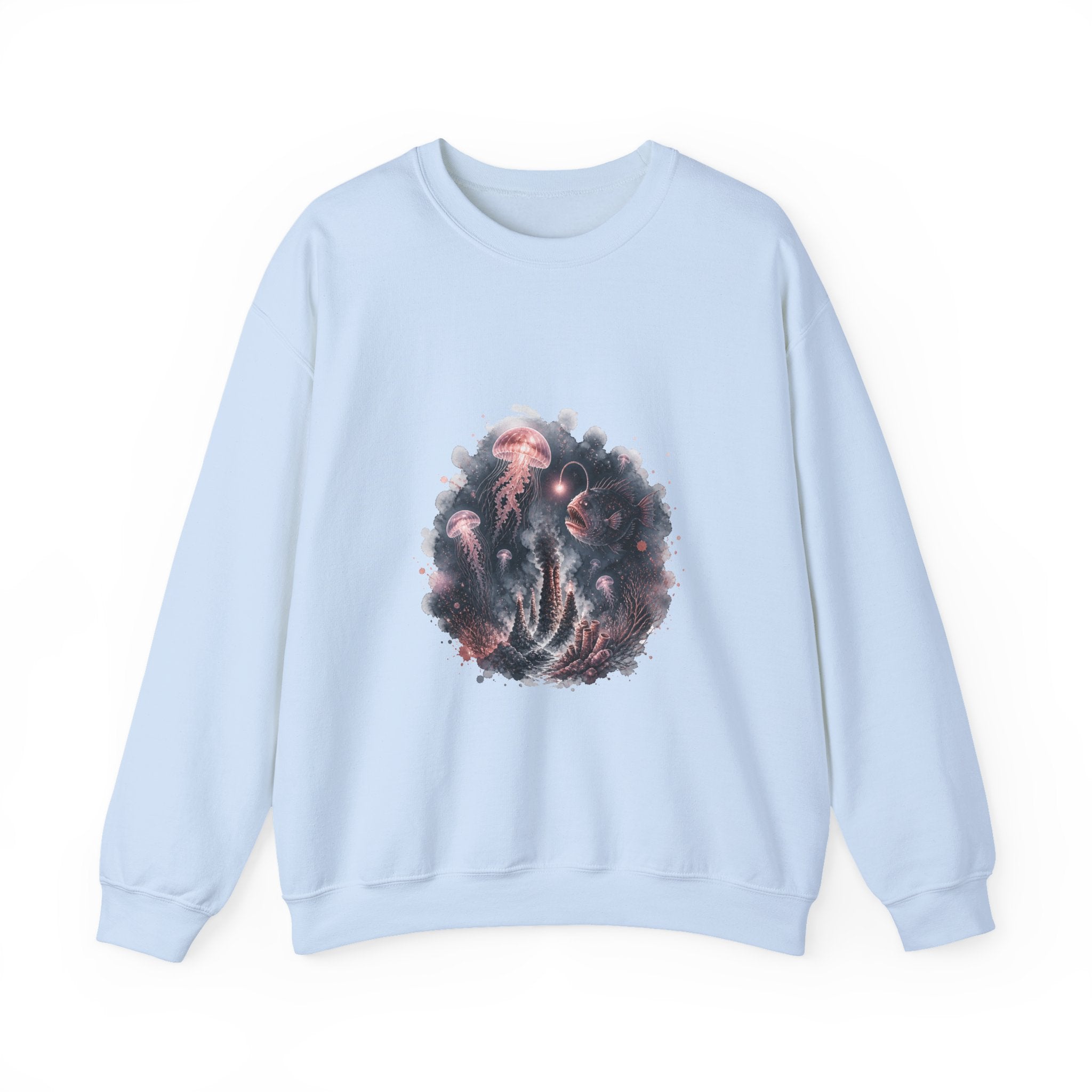 Matching Couple Sweatshirt - Coral Reef & Deep Sea Matching Couple Comfort Colors Crew Watercolor Art His Hers Birthday Gift - Design B