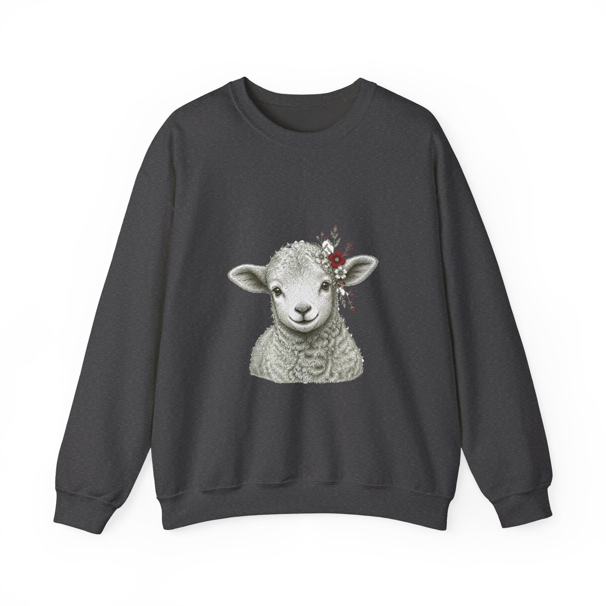 Matching Couple Sweatshirt - Lion & Lamb Matching Couple Crewneck Sweatshirt Hand-Drawn Art His Hers Best Friend Gift - Design B