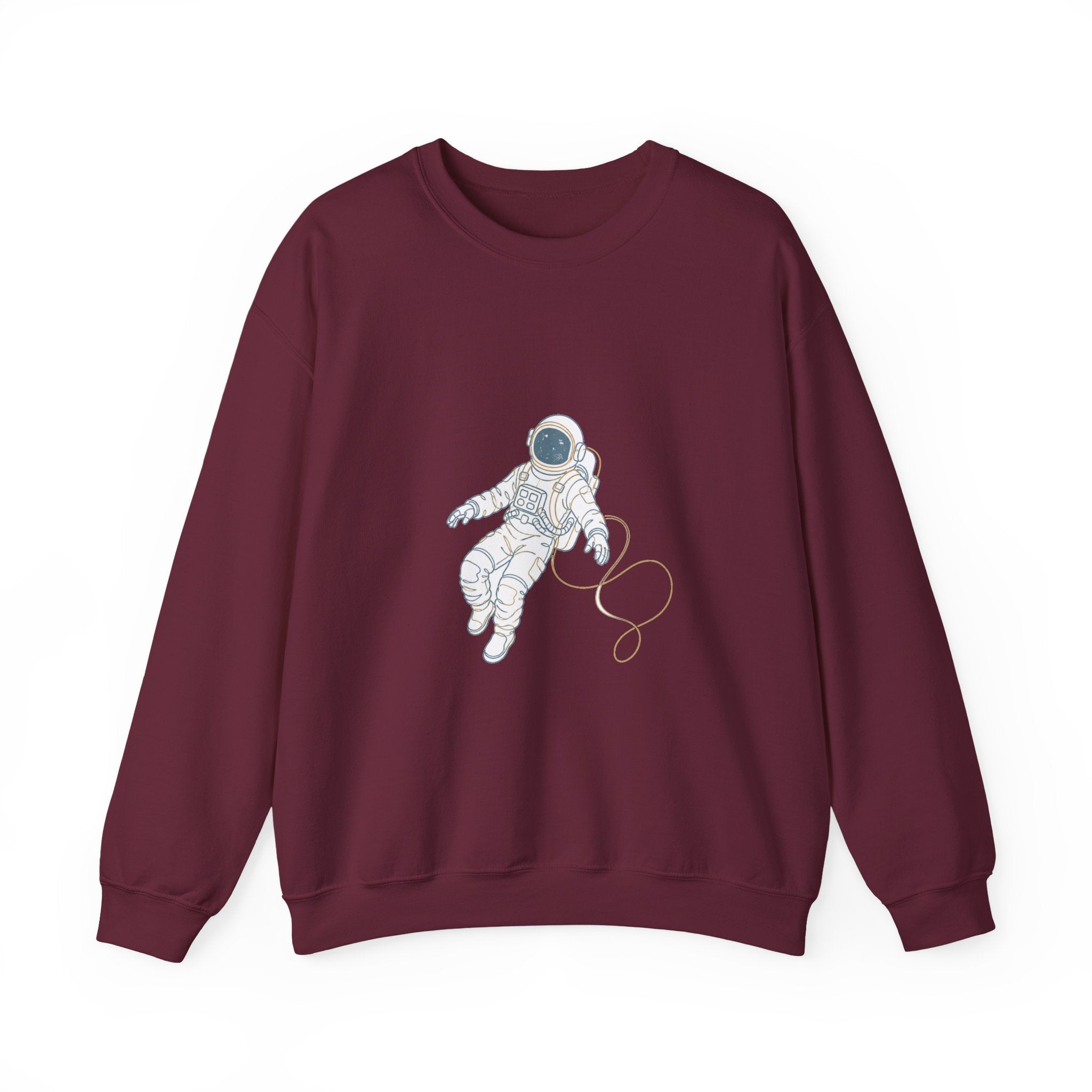 Matching Couple Sweatshirt - Astronaut & Planet Matching Couple Crewneck Sweatshirt Minimalist Art His Hers Valentine Gift - Design A