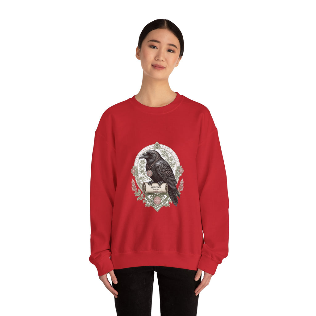 Matching Couple Sweatshirt - Huginn & Muninn Matching Couple Crewneck Sweatshirt Vintage Art His Hers Wedding Gift - Design B