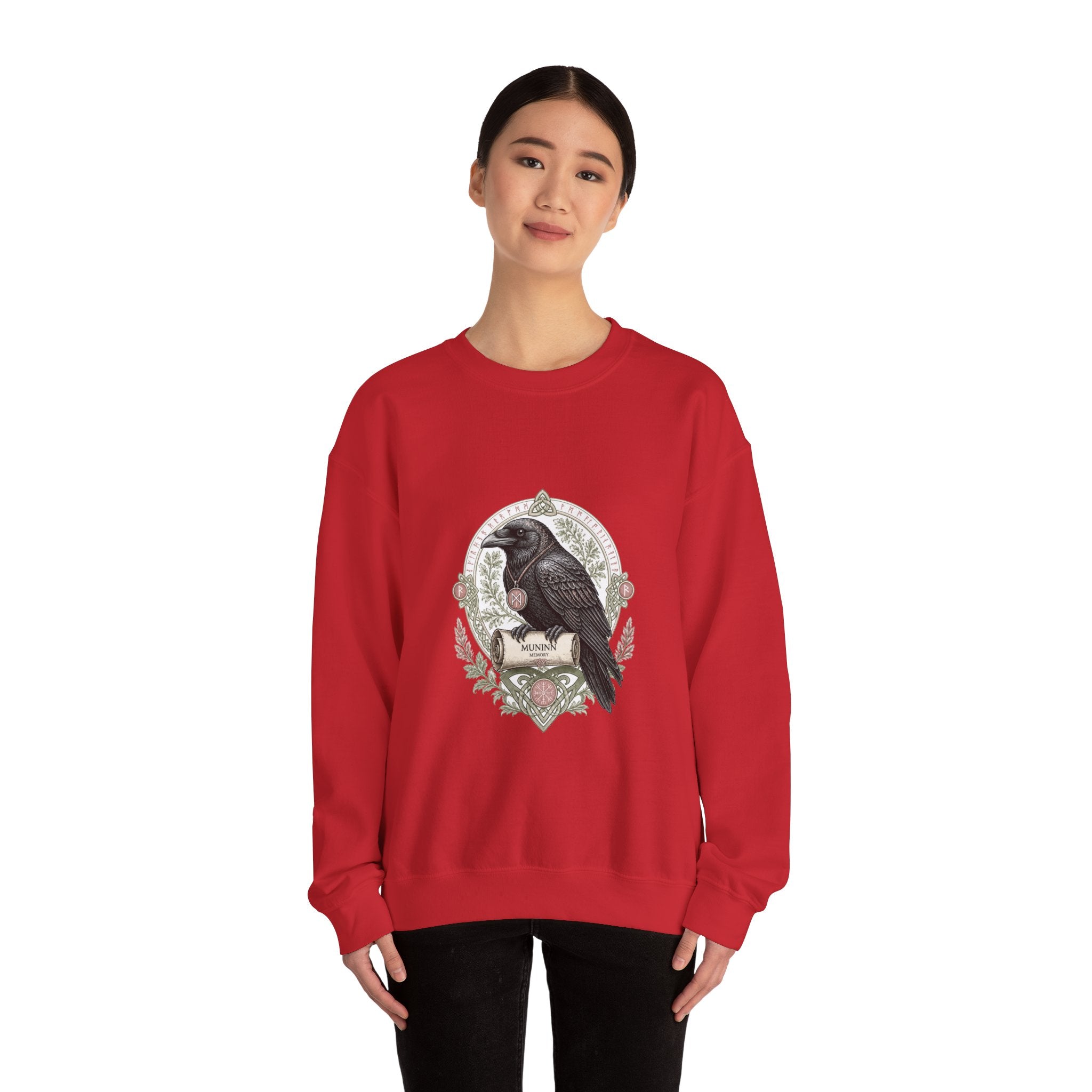 Matching Couple Sweatshirt - Huginn & Muninn Matching Couple Crewneck Sweatshirt Vintage Art His Hers Wedding Gift - Design B