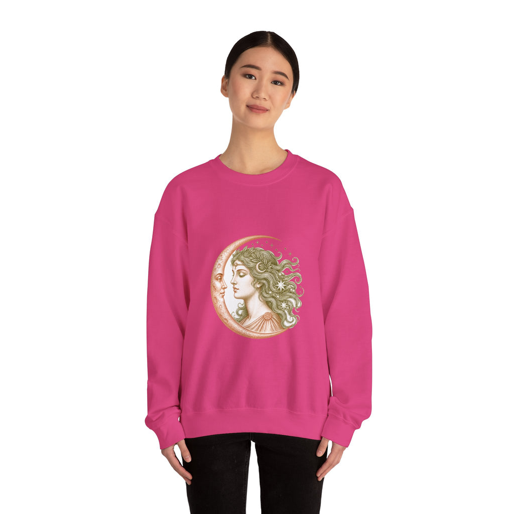 Matching Couple Sweatshirt - Helios & Selene Matching Couple Crewneck Sweatshirt Vintage Art His Hers Wedding Gift - Design B