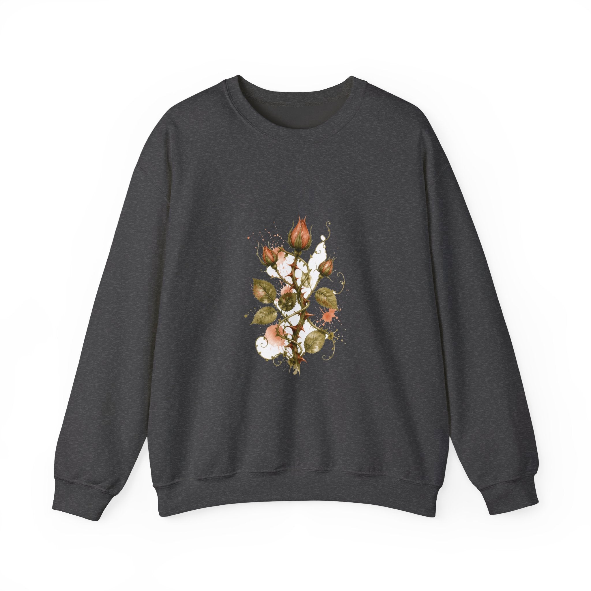 Matching Couple Sweatshirt - Rose & Thorn Matching Couple Premium Fleece Sweatshirt Watercolor Art His Hers Birthday Gift - Design B
