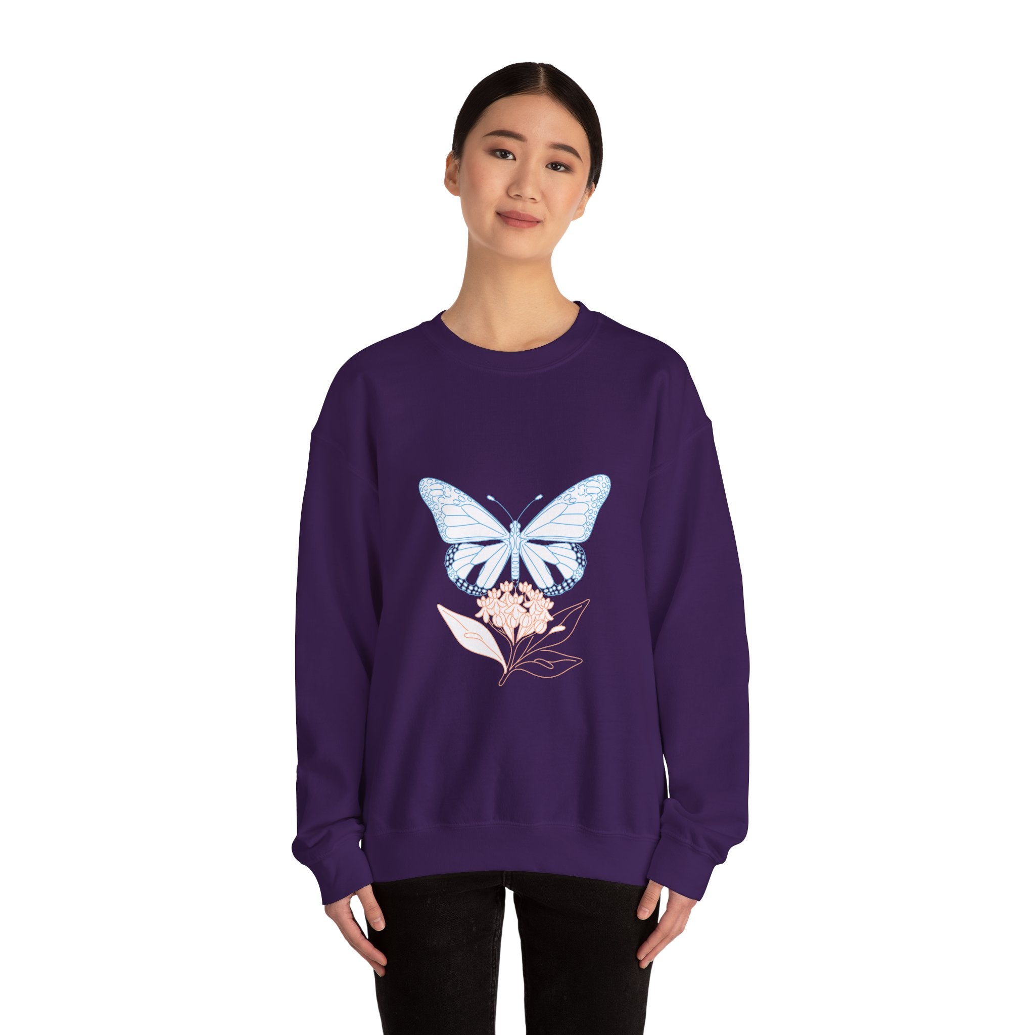 Matching Couple Sweatshirt - Butterfly & Moth Matching Couple Crewneck Sweatshirt Minimalist Art His Hers Valentine Gift - Design A