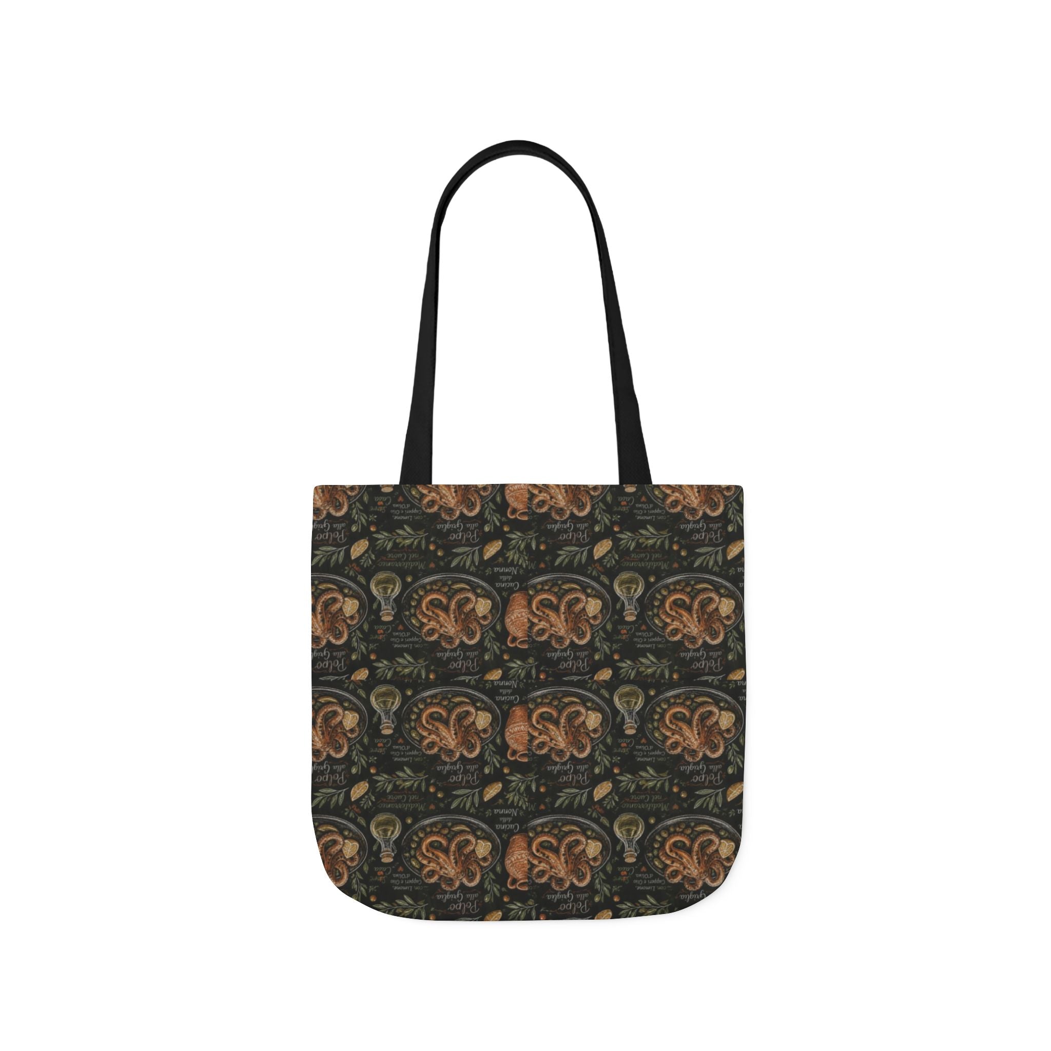 Grilled Octopus Canvas Tote Bag Mediterranean Kitchen Chalk Art Design Italian Cottagecore Gift