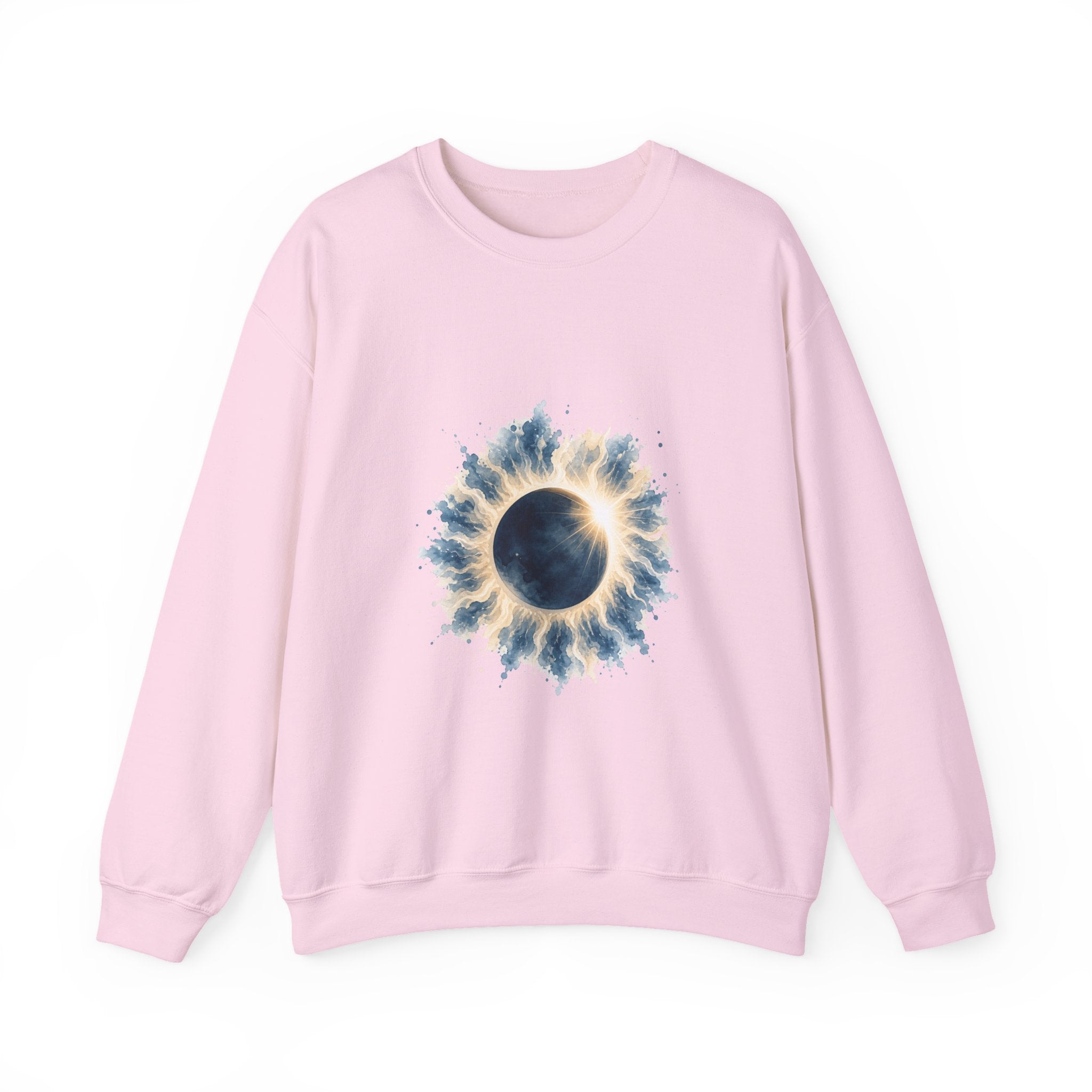 Matching Couple Sweatshirt - Solar & Lunar Eclipse Matching Couple Comfort Colors Crew Watercolor Art His Hers Birthday Gift - Design A