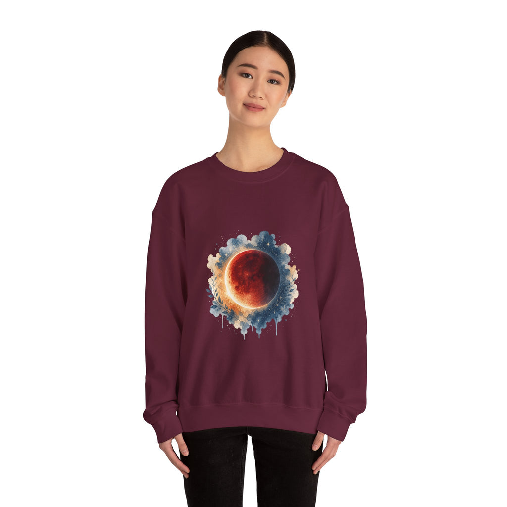 Matching Couple Sweatshirt - Solar & Lunar Eclipse Matching Couple Comfort Colors Crew Watercolor Art His Hers Birthday Gift - Design B