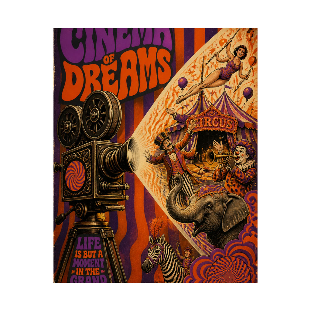 Film Camera Projector Show Wall Art Poster 24×36 Psychedelic Dining Room Decor Maximalist Print