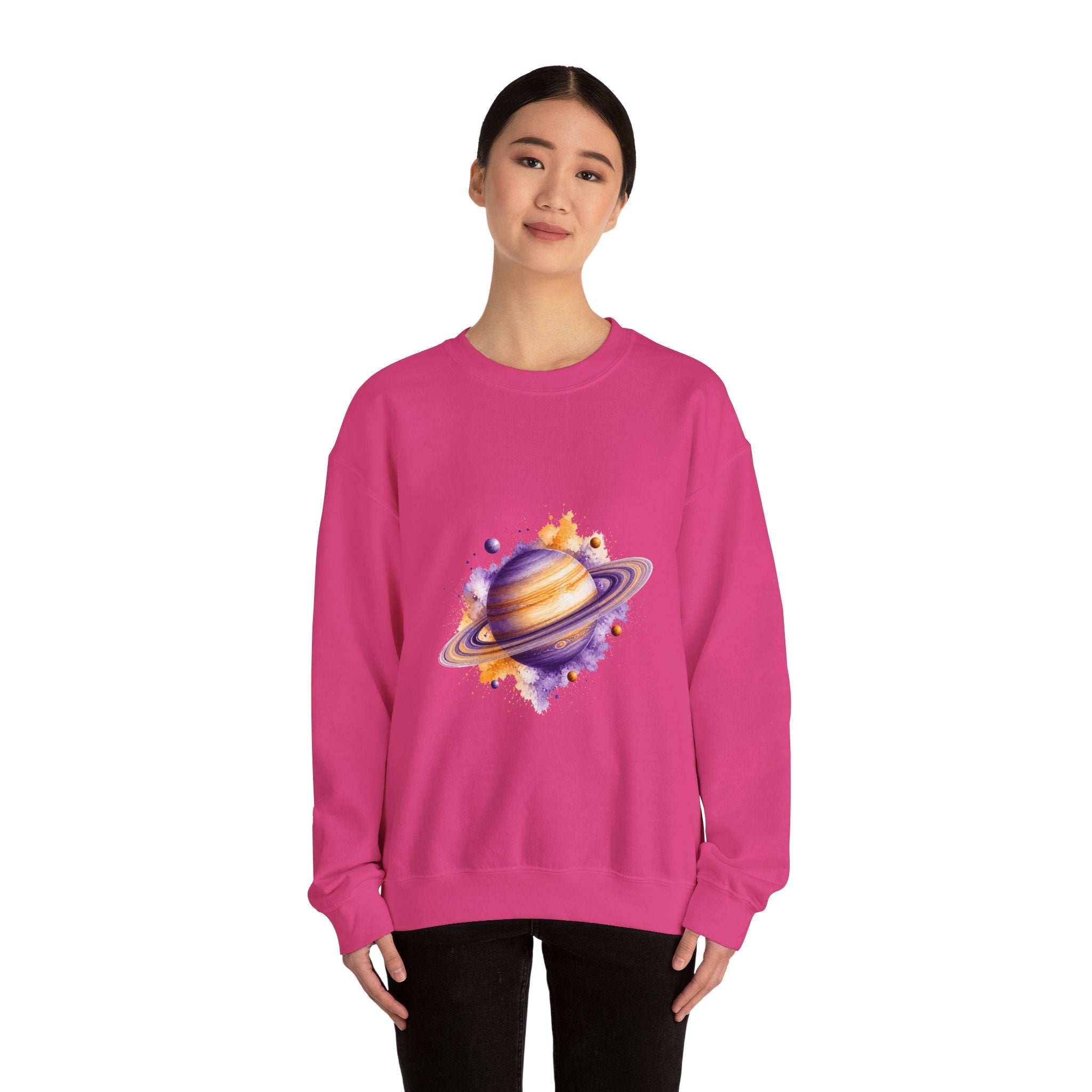 Matching Couple Sweatshirt - Saturn & Jupiter Matching Couple Comfort Colors Crew Watercolor Art His Hers Birthday Gift - Design A