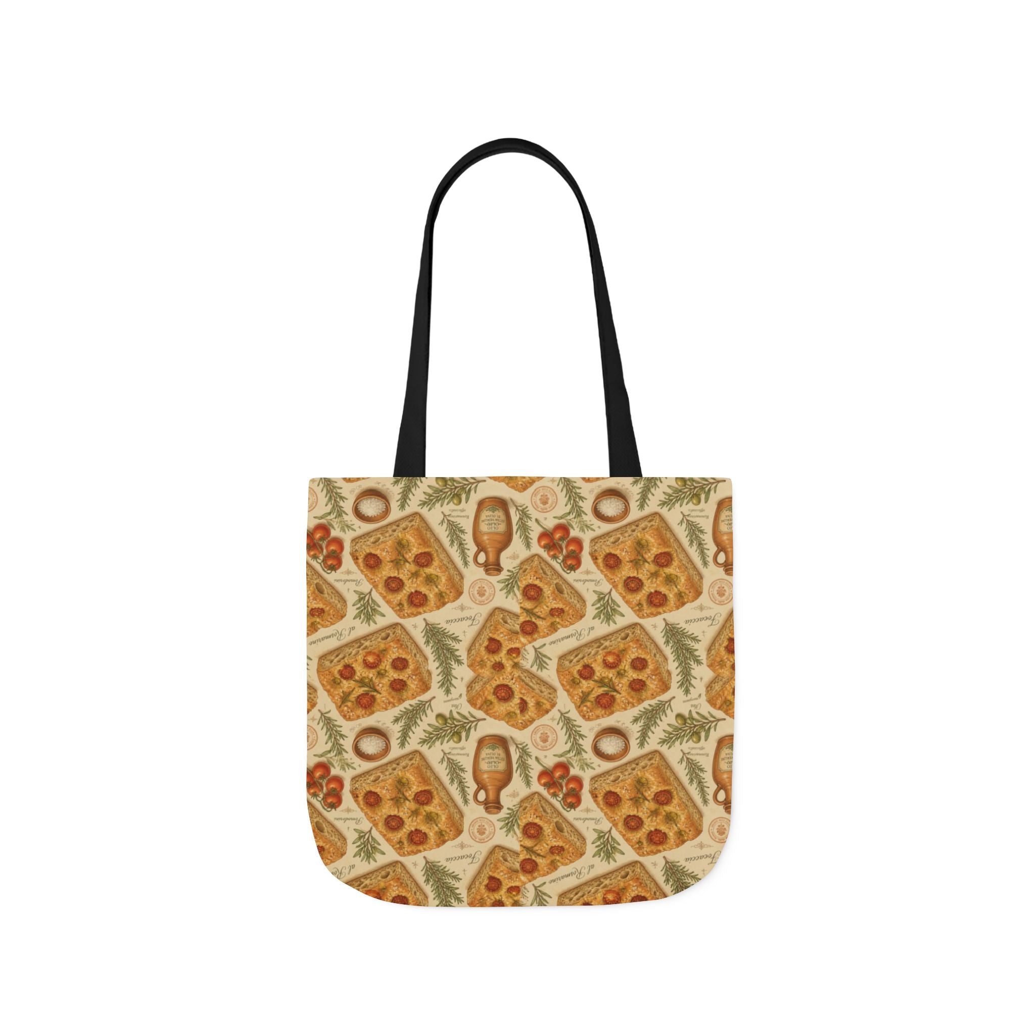 Focaccia Bread Canvas Tote Bag Mediterranean Kitchen Botanical Design Italian Cottagecore Gift