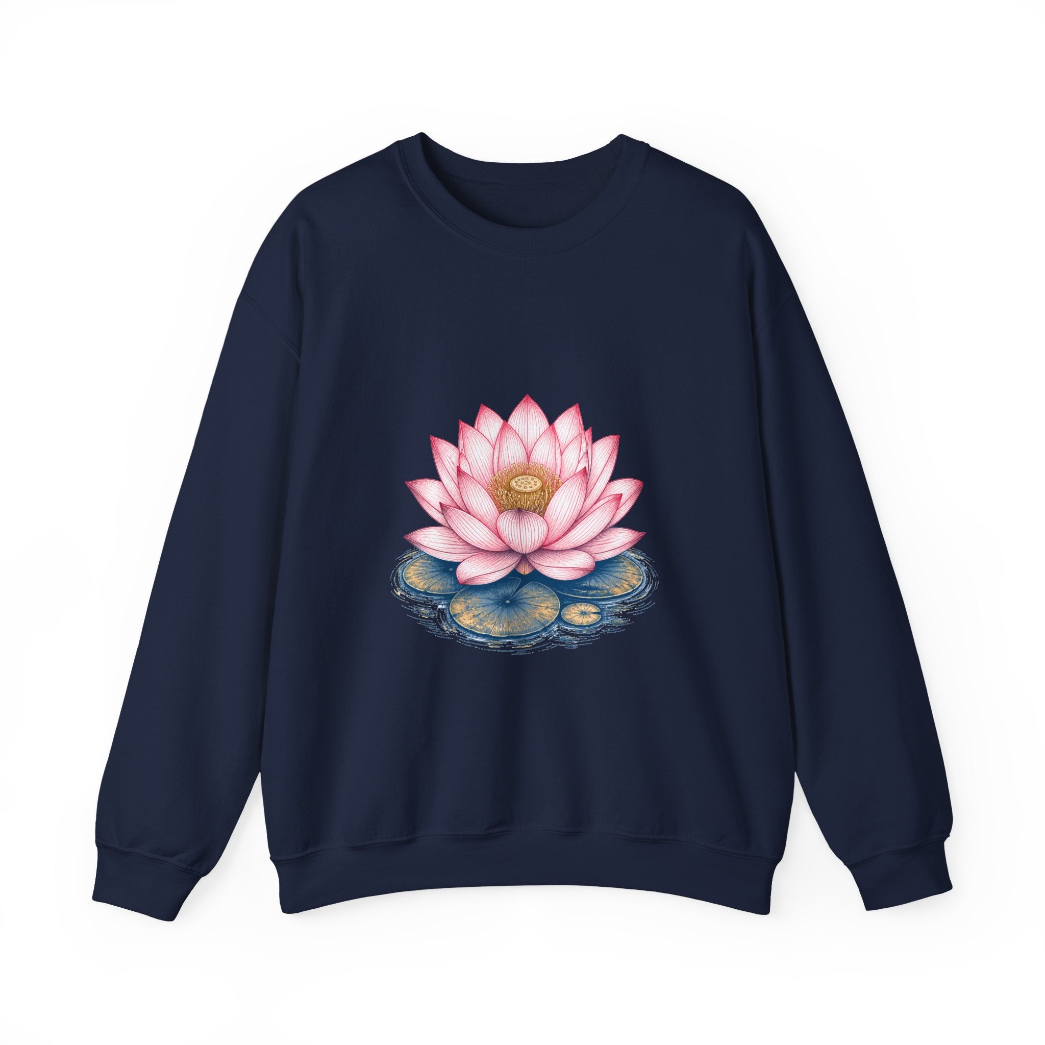 Matching Couple Sweatshirt - Open & Closed Lotus Matching Couple Premium Fleece Sweatshirt Hand-Drawn Art His Hers Anniversary Gift - Design A