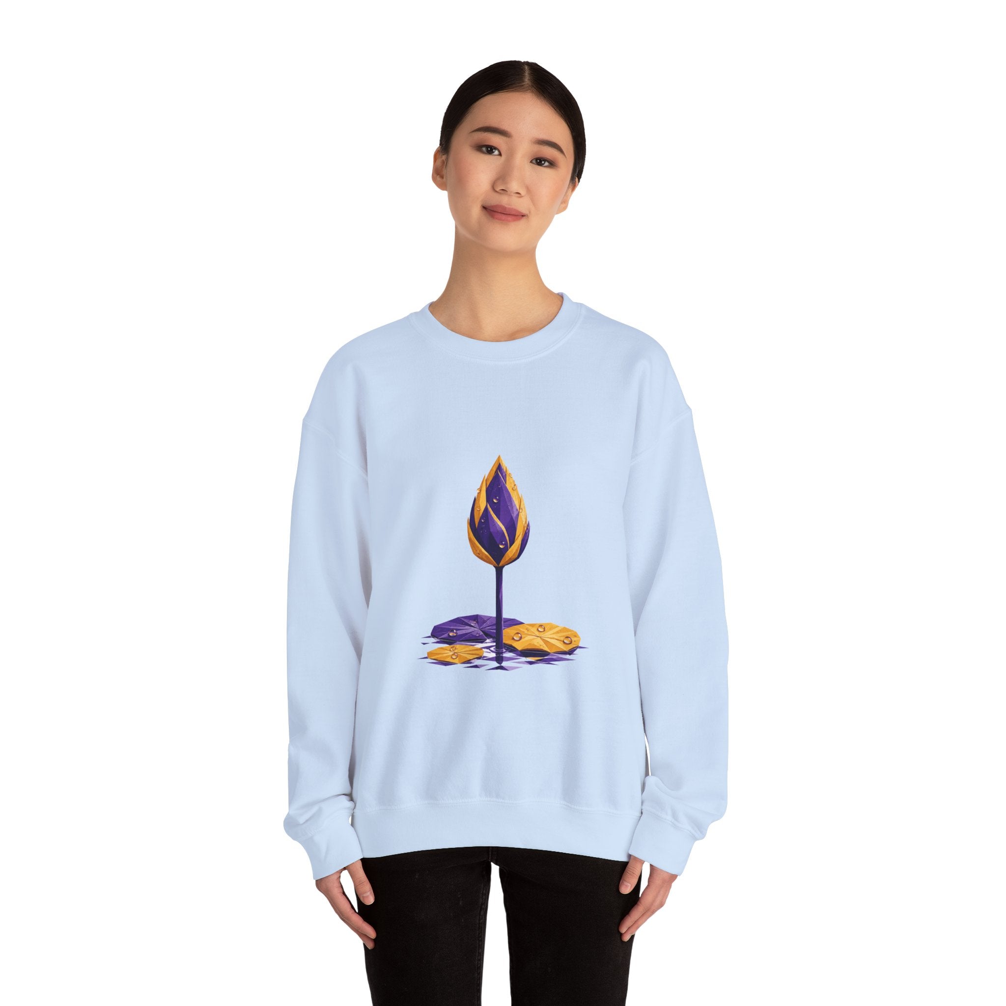 Matching Couple Sweatshirt - Open & Closed Lotus Matching Couple Comfort Colors Crew Geometric Art His Hers Love Gift - Design B