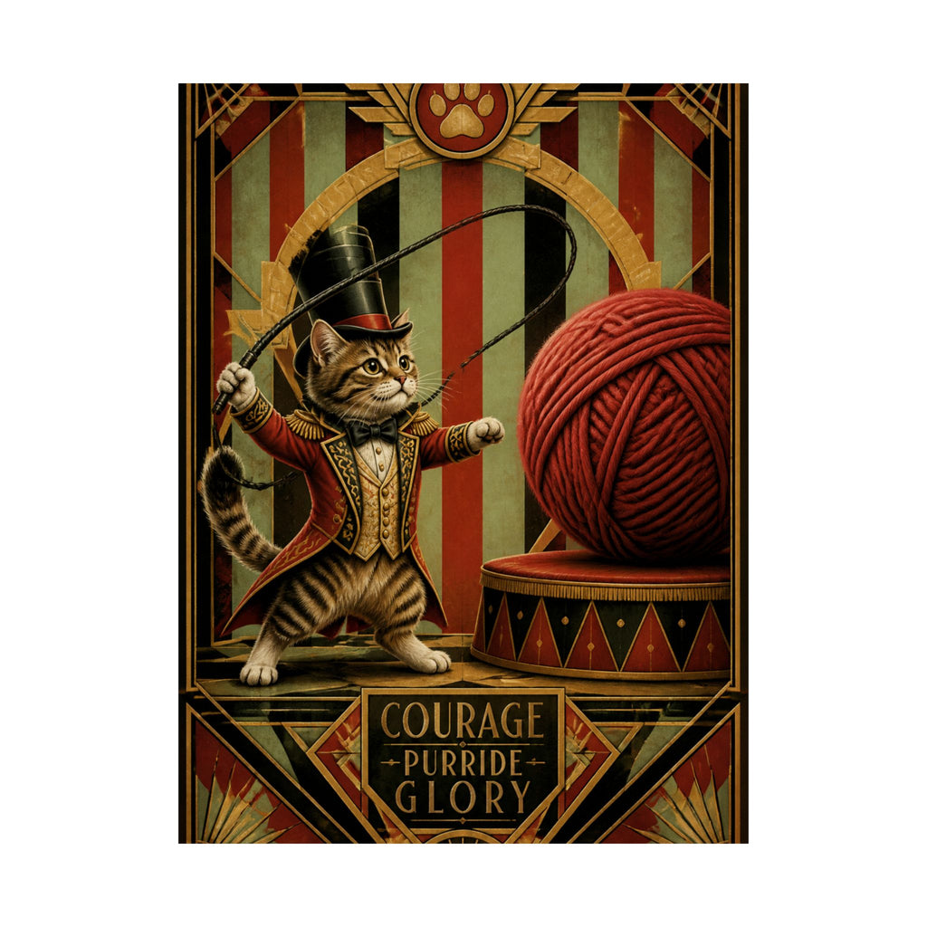 Cat Lion Tamer Wall Art Poster 18×24 Art Deco Entryway Decor Maximalist Print