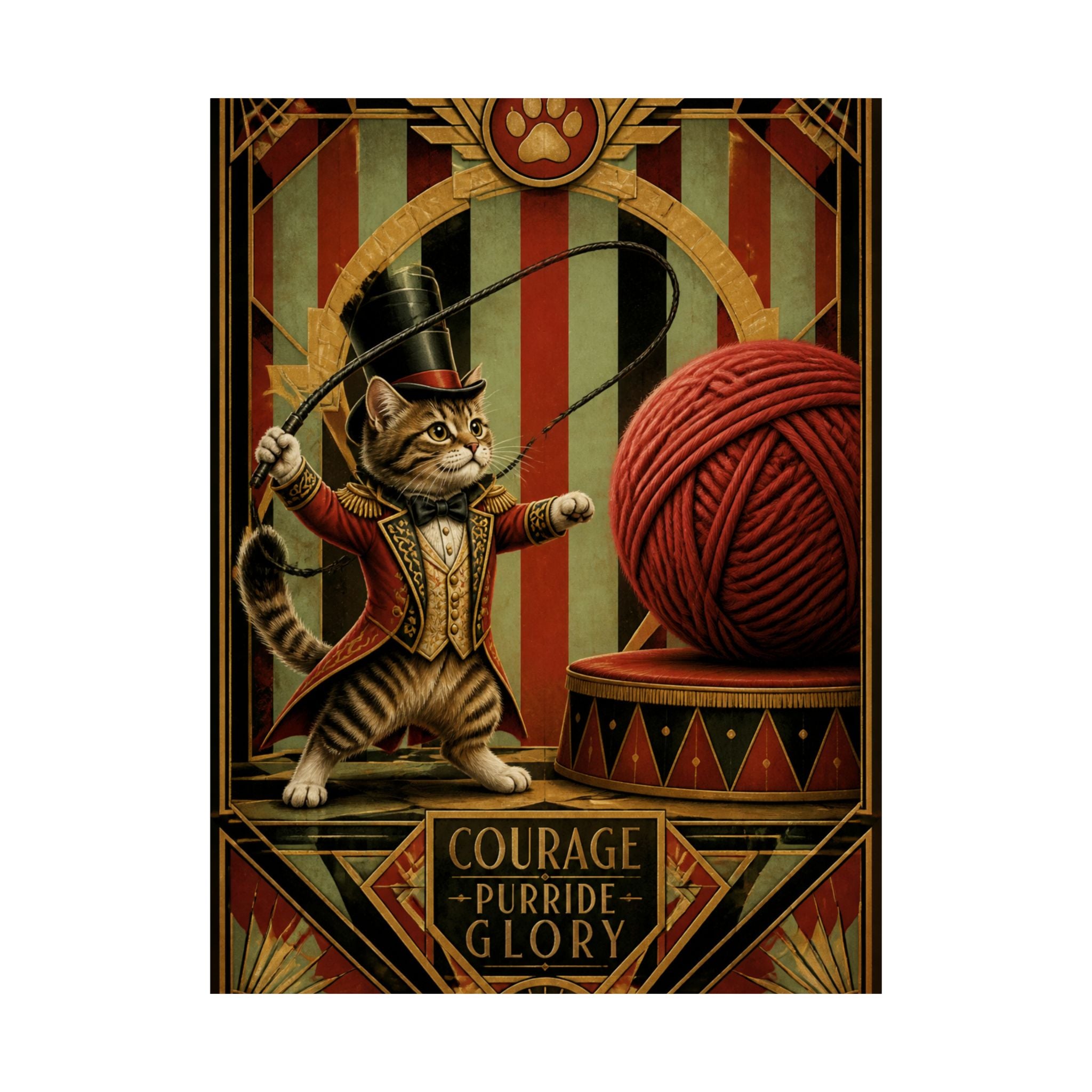 Cat Lion Tamer Wall Art Poster 18×24 Art Deco Entryway Decor Maximalist Print