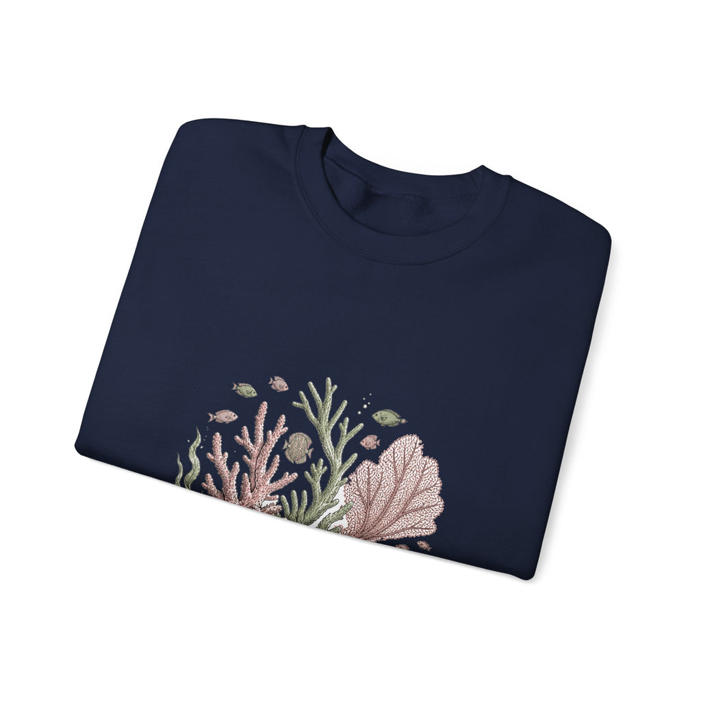 Matching Couple Sweatshirt - Coral Reef & Deep Sea Matching Couple Crewneck Sweatshirt Hand-Drawn Art His Hers Best Friend Gift - Design A