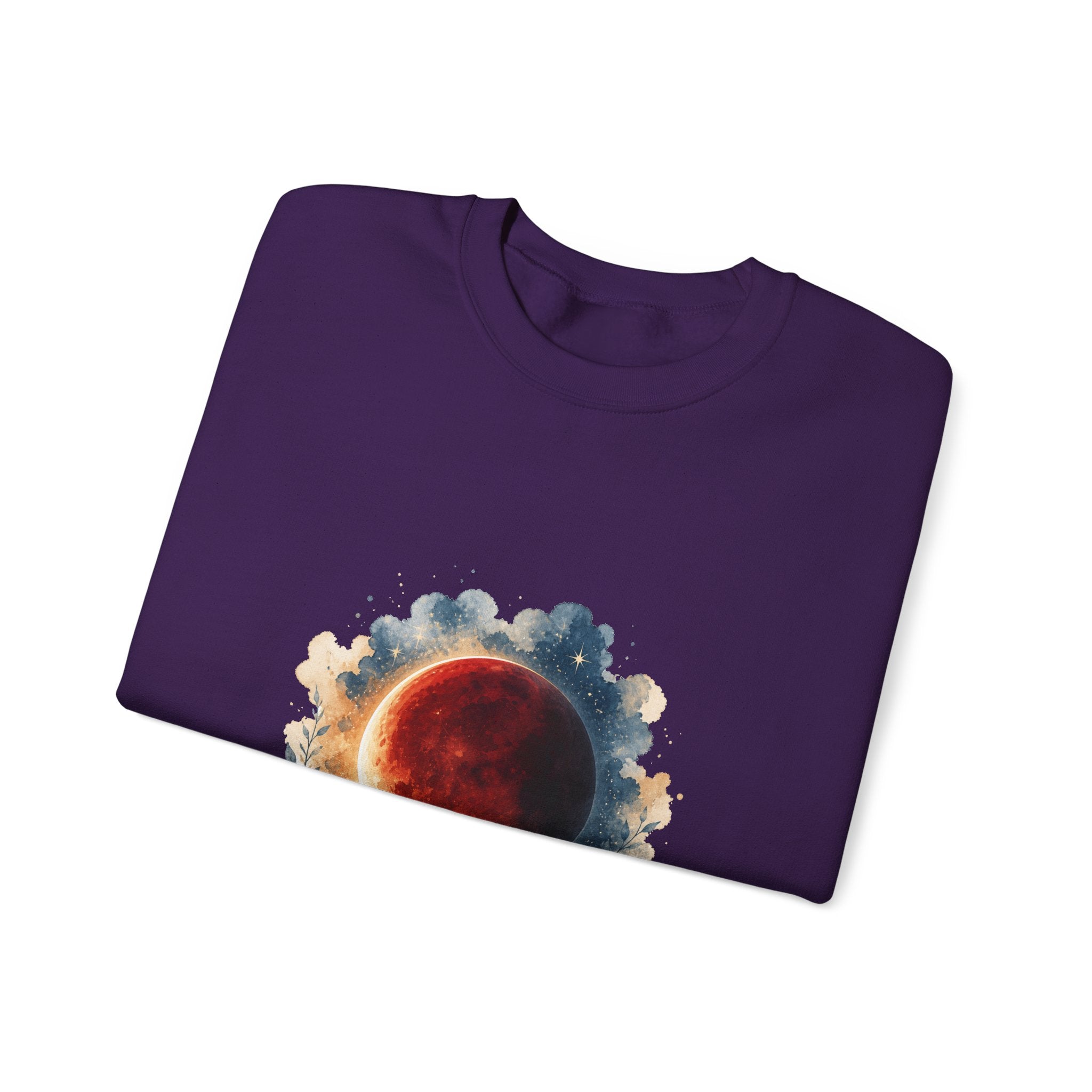 Matching Couple Sweatshirt - Solar & Lunar Eclipse Matching Couple Comfort Colors Crew Watercolor Art His Hers Birthday Gift - Design B