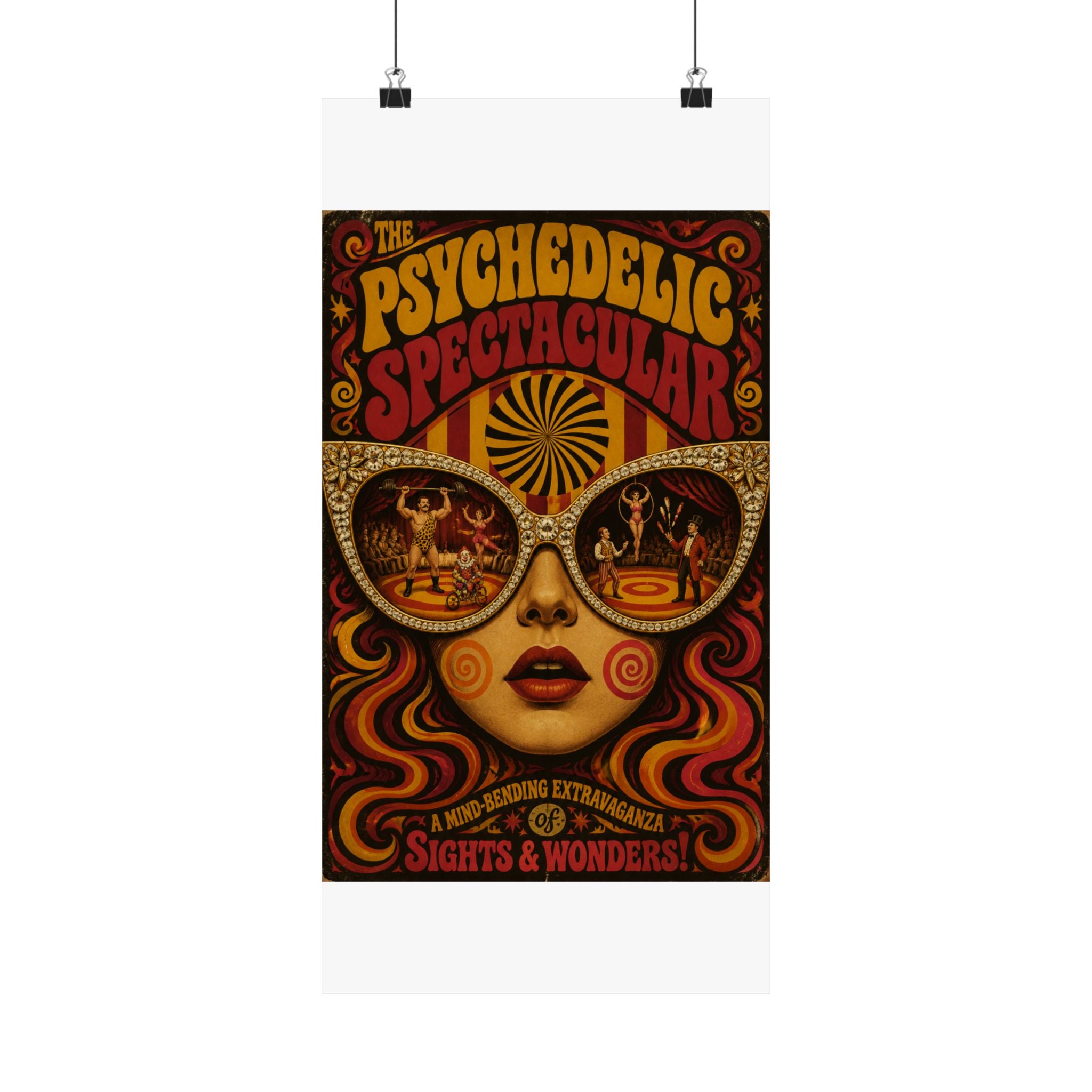Sunglasses Circus Ring Wall Art Poster 18×24 Psychedelic Cafe Decor Maximalist Print