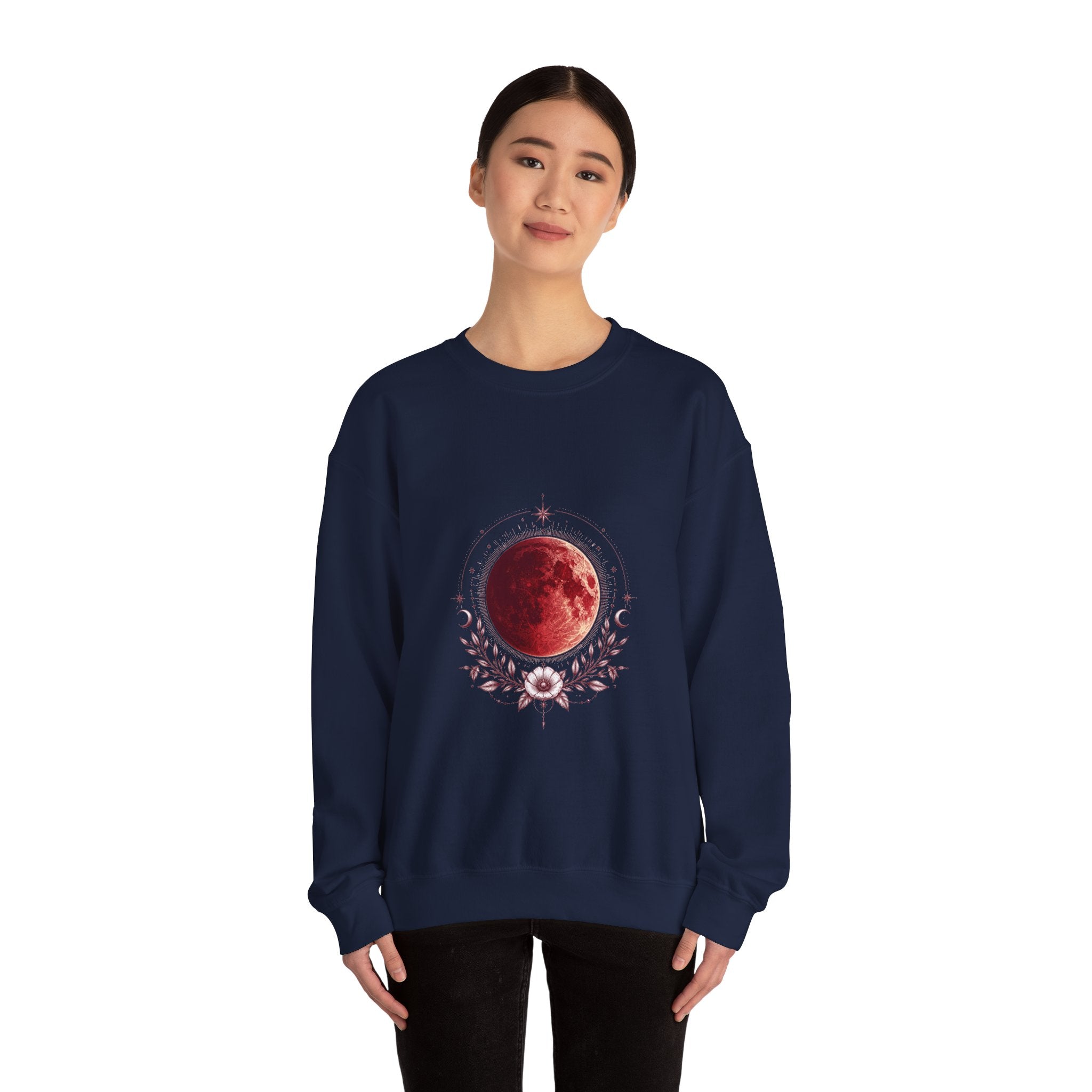 Matching Couple Sweatshirt - Solar & Lunar Eclipse Matching Couple Premium Fleece Sweatshirt Vintage Art His Hers Honeymoon Gift - Design B
