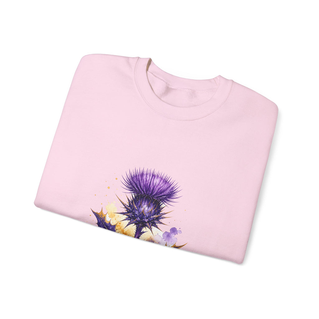 Matching Couple Sweatshirt - Lavender & Thistle Matching Couple Crewneck Sweatshirt Watercolor Art His Hers Engagement Gift - Design B