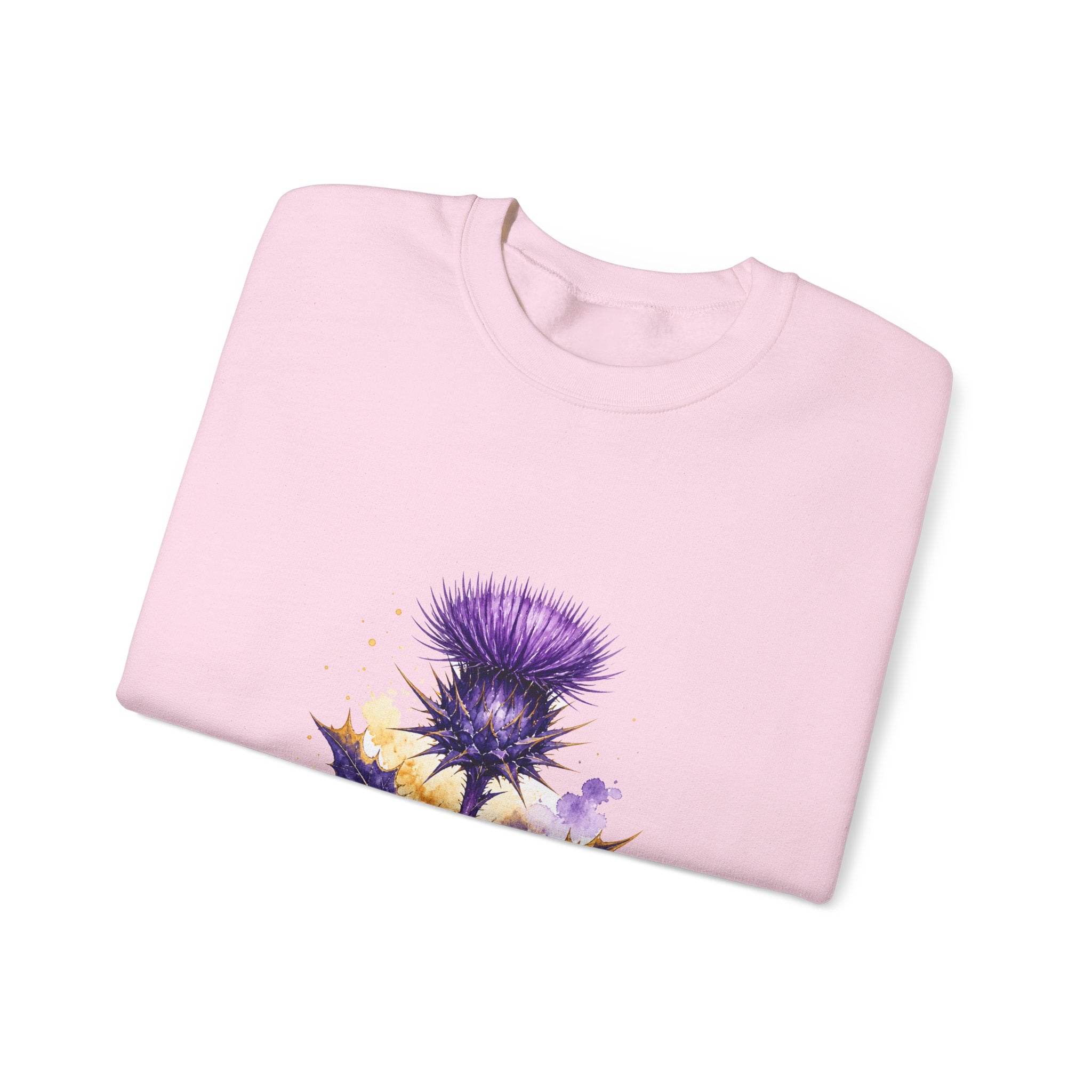 Matching Couple Sweatshirt - Lavender & Thistle Matching Couple Crewneck Sweatshirt Watercolor Art His Hers Engagement Gift - Design B