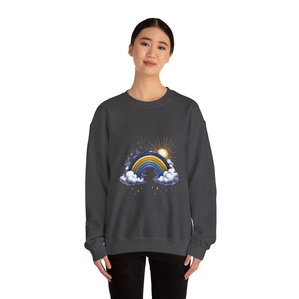 Matching Couple Sweatshirt - Storm & Rainbow Matching Couple Crewneck Sweatshirt Hand-Drawn Art His Hers Best Friend Gift - Design B