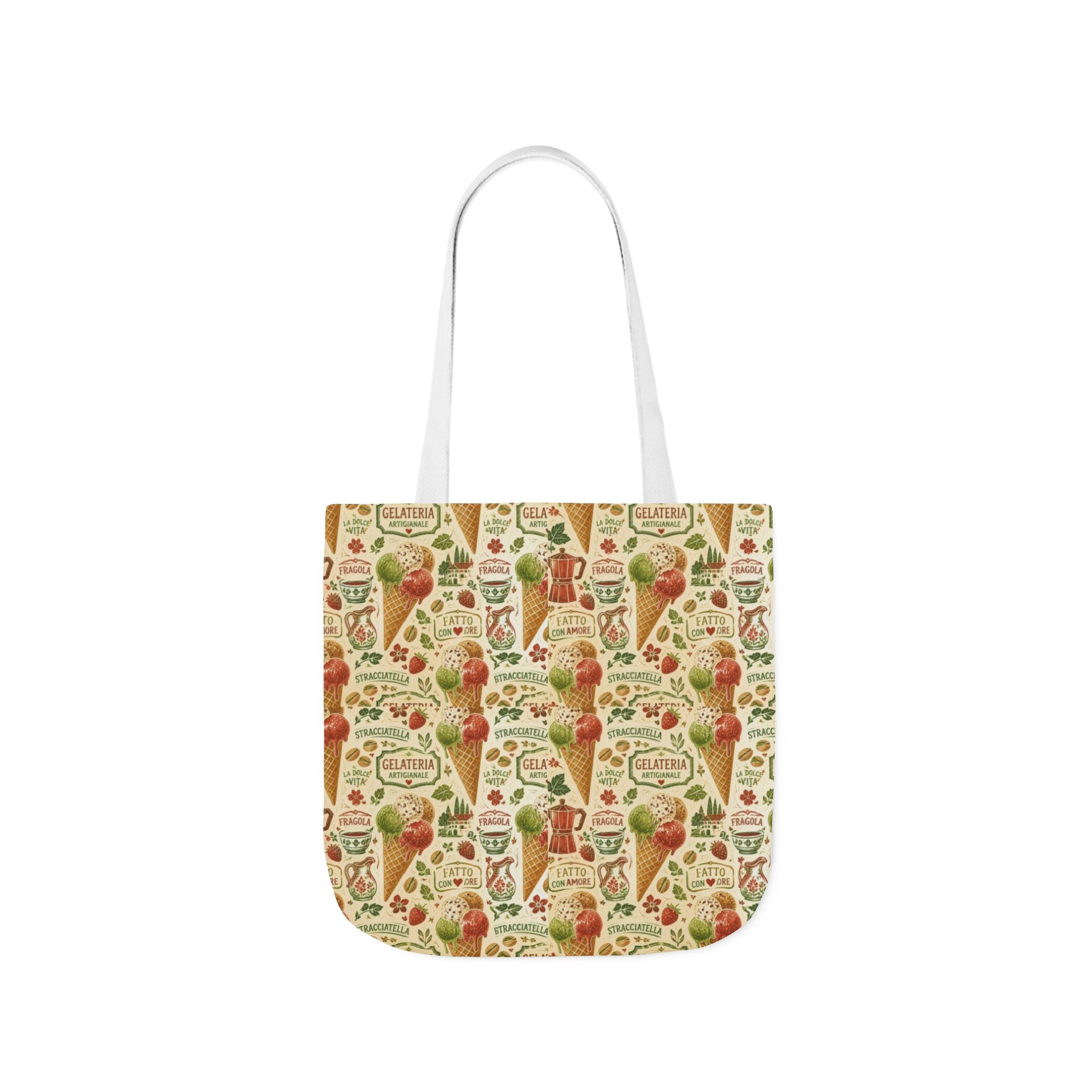 Gelato Scoops Canvas Tote Bag Mediterranean Kitchen Linocut Design Italian Cottagecore Gift
