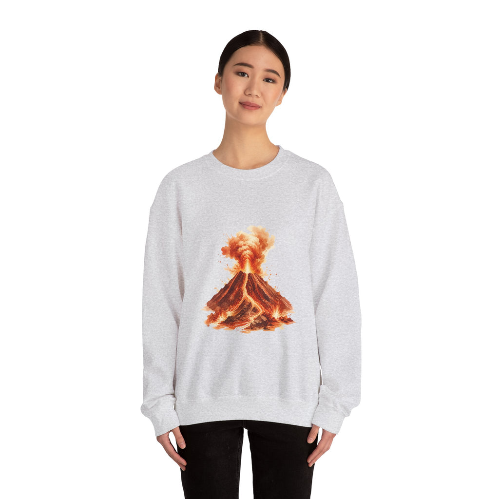 Matching Couple Sweatshirt - Volcano & Glacier Matching Couple Crewneck Sweatshirt Watercolor Art His Hers Engagement Gift - Design A
