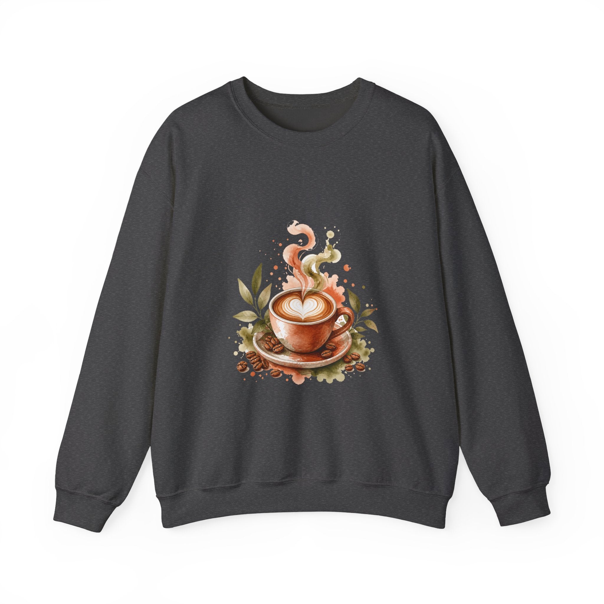 Matching Couple Sweatshirt - Coffee & Tea Matching Couple Crewneck Sweatshirt Watercolor Art His Hers Engagement Gift - Design A