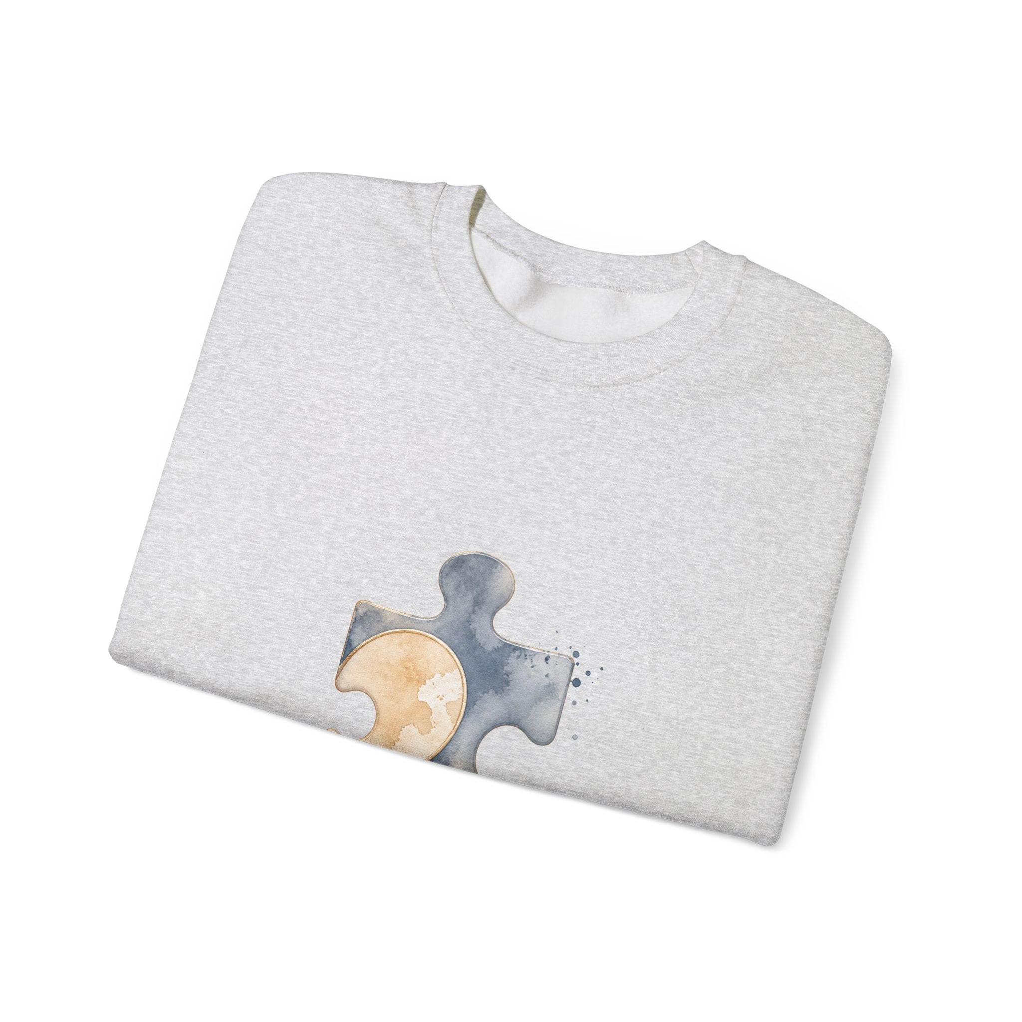 Matching Couple Sweatshirt - Puzzle Pieces Matching Couple Premium Fleece Sweatshirt Watercolor Art His Hers Birthday Gift - Design B