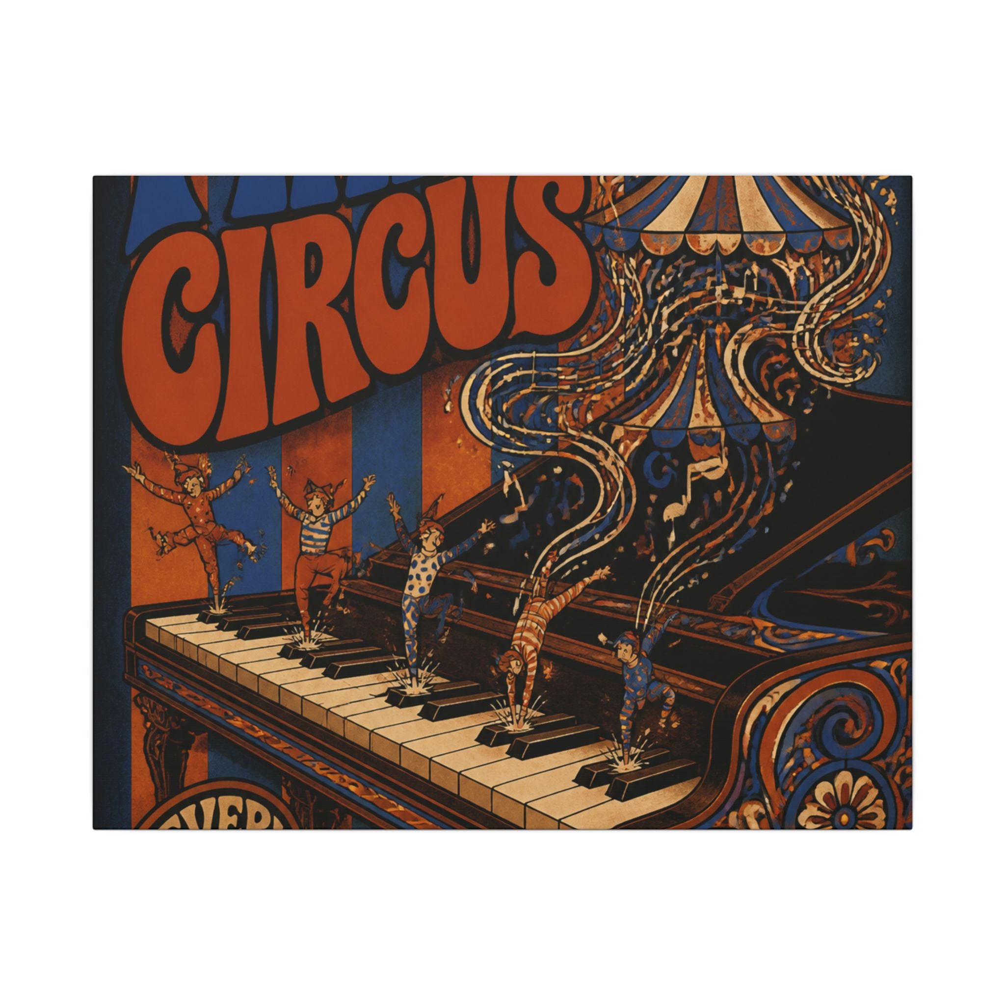 Grand Piano Acrobats Wall Art Canvas 24×36 Psychedelic Dining Room Decor Maximalist Print