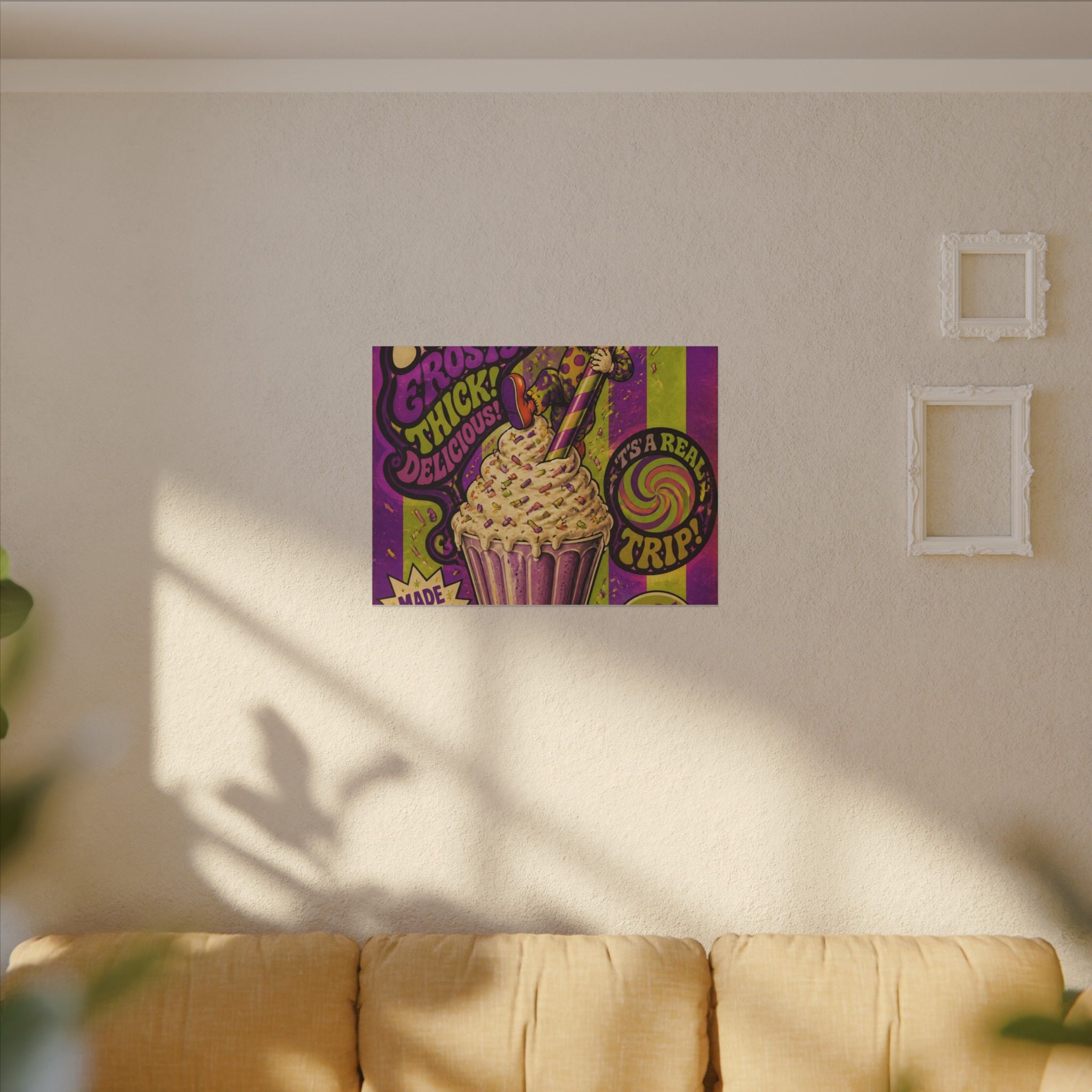 Milkshake Slide Clown Wall Art Canvas 16×20 Psychedelic Cafe Decor Maximalist Print