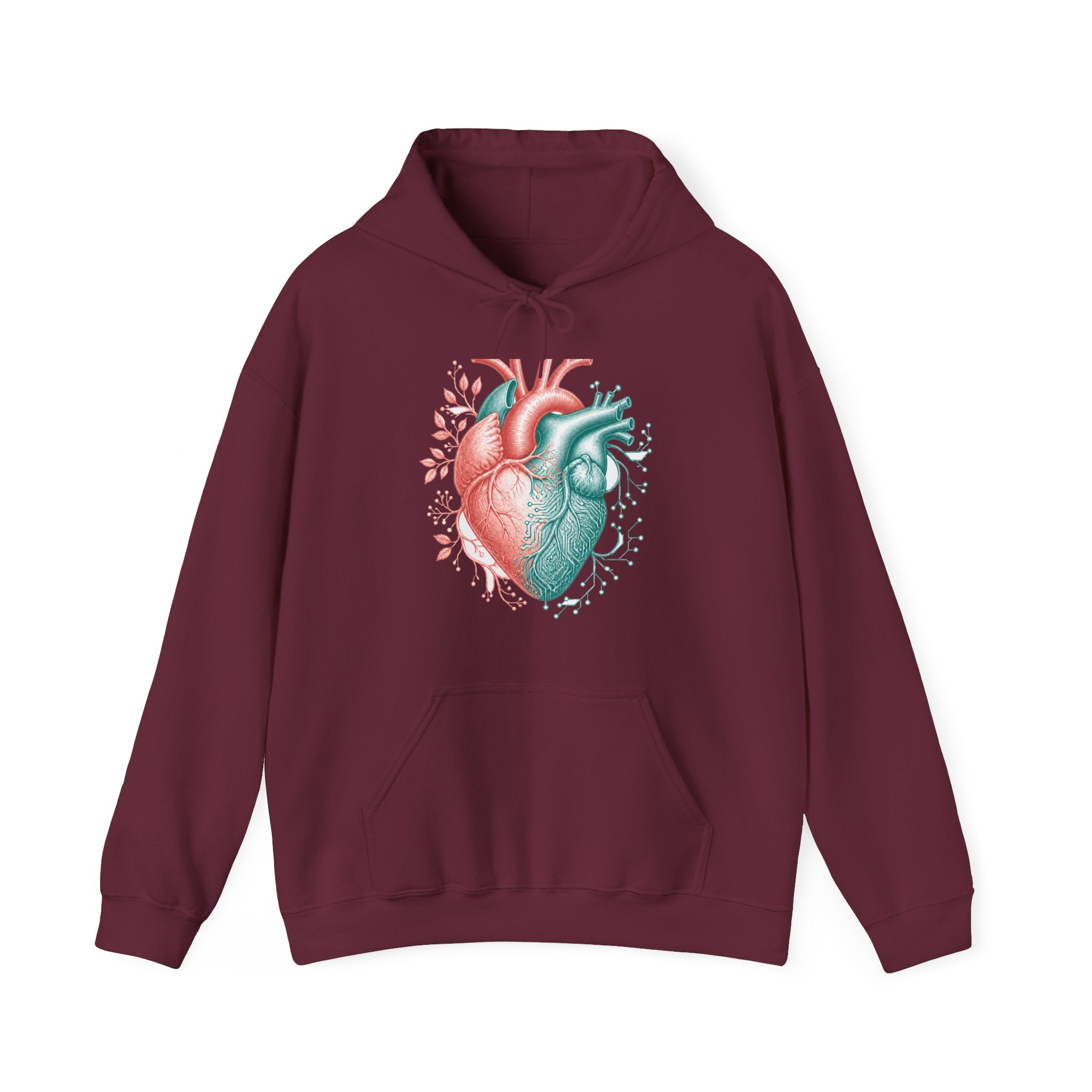 Matching Couple Sweatshirt - Robot & Heart Matching Couple Hooded Sweatshirt Vintage Art His Hers Wedding Gift - Design B
