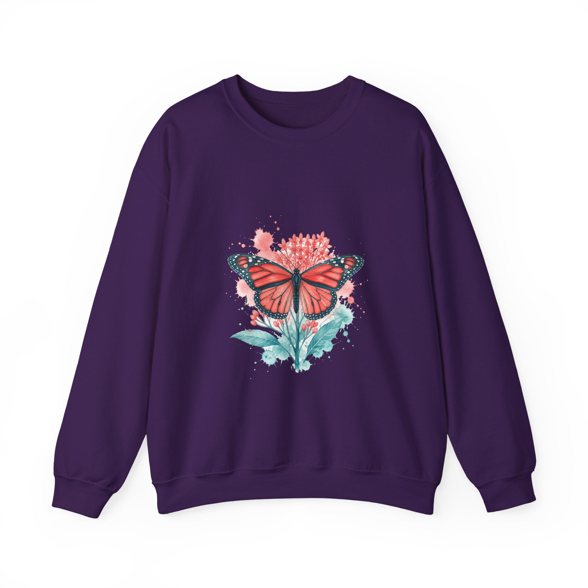 Matching Couple Sweatshirt - Butterfly & Moth Matching Couple Crewneck Sweatshirt Watercolor Art His Hers Engagement Gift - Design A